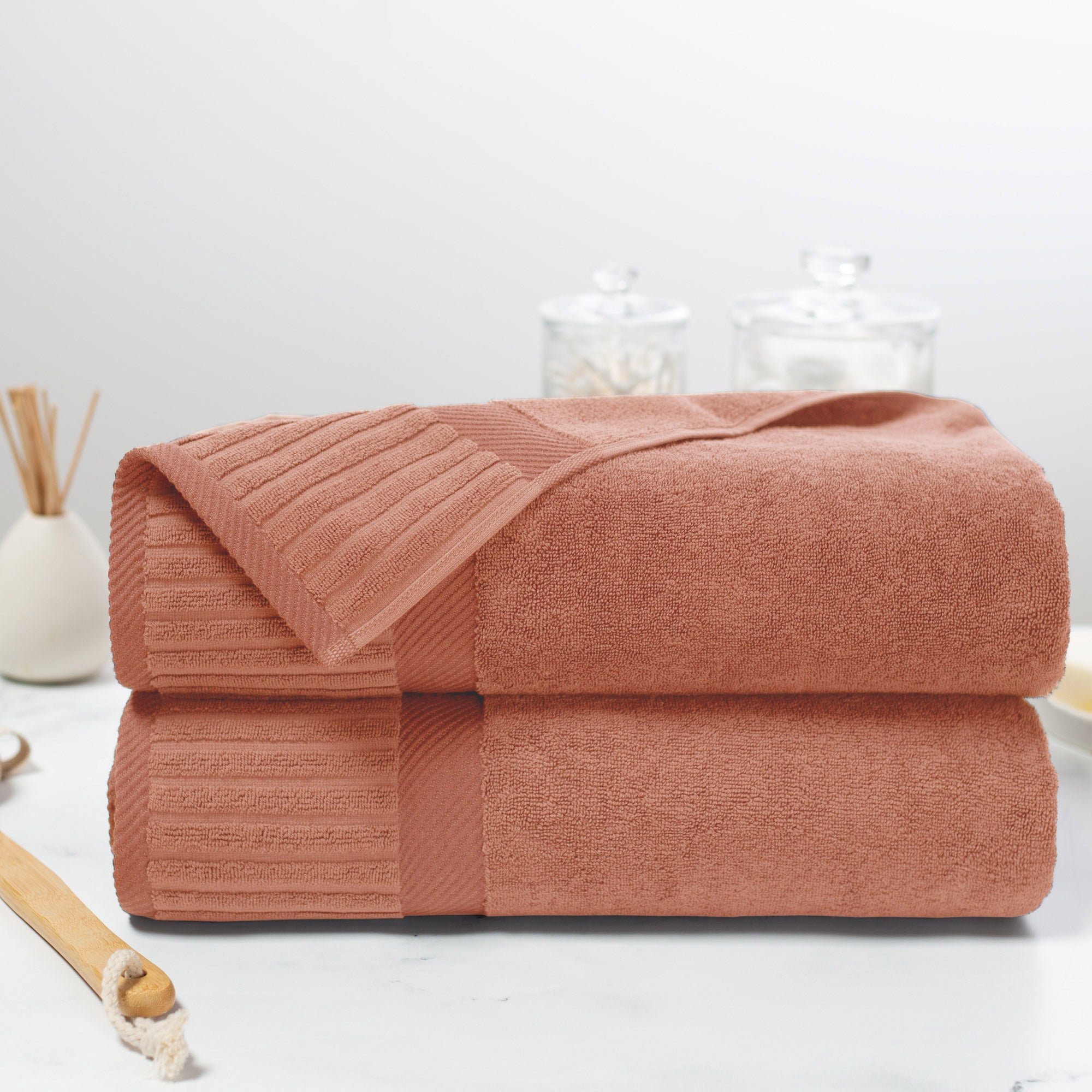 Turkish Towels Optimum Towel Bath Sheet Set of 2 (Copper)