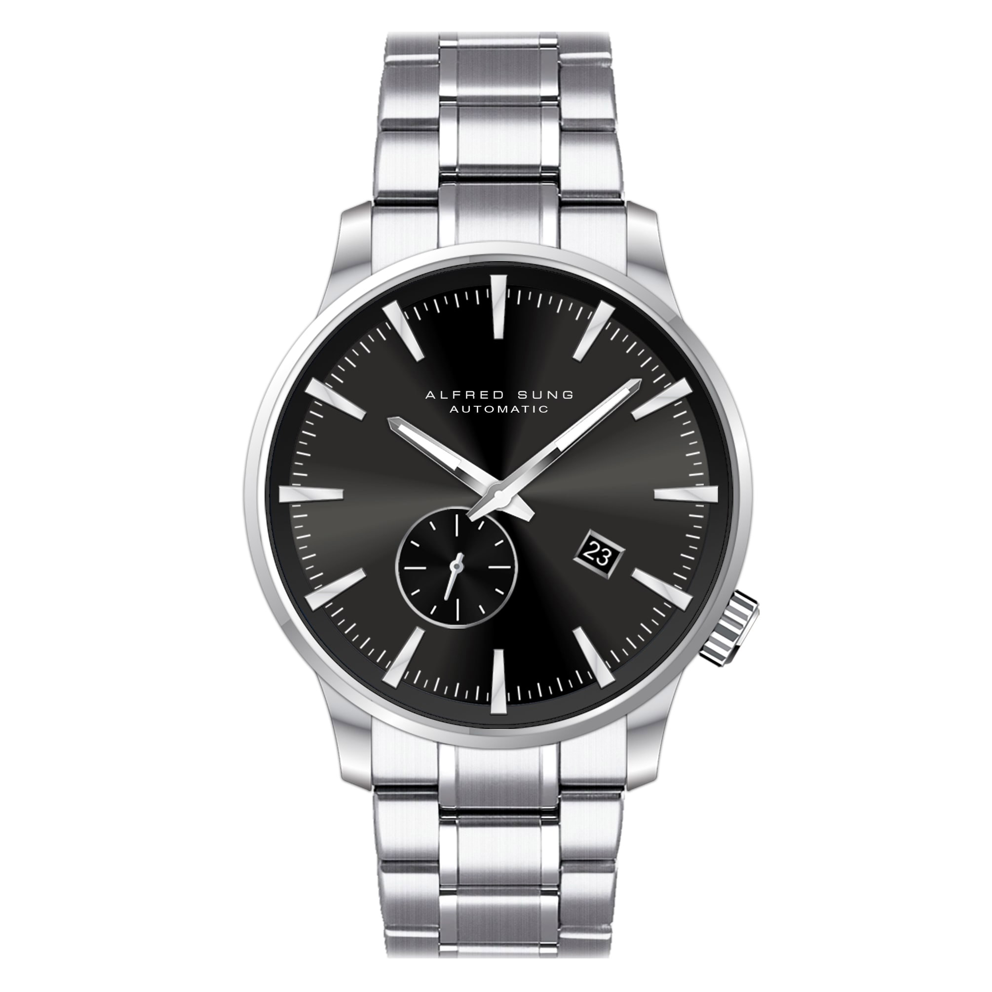 Alfred Sung Black Dial Mens Watch