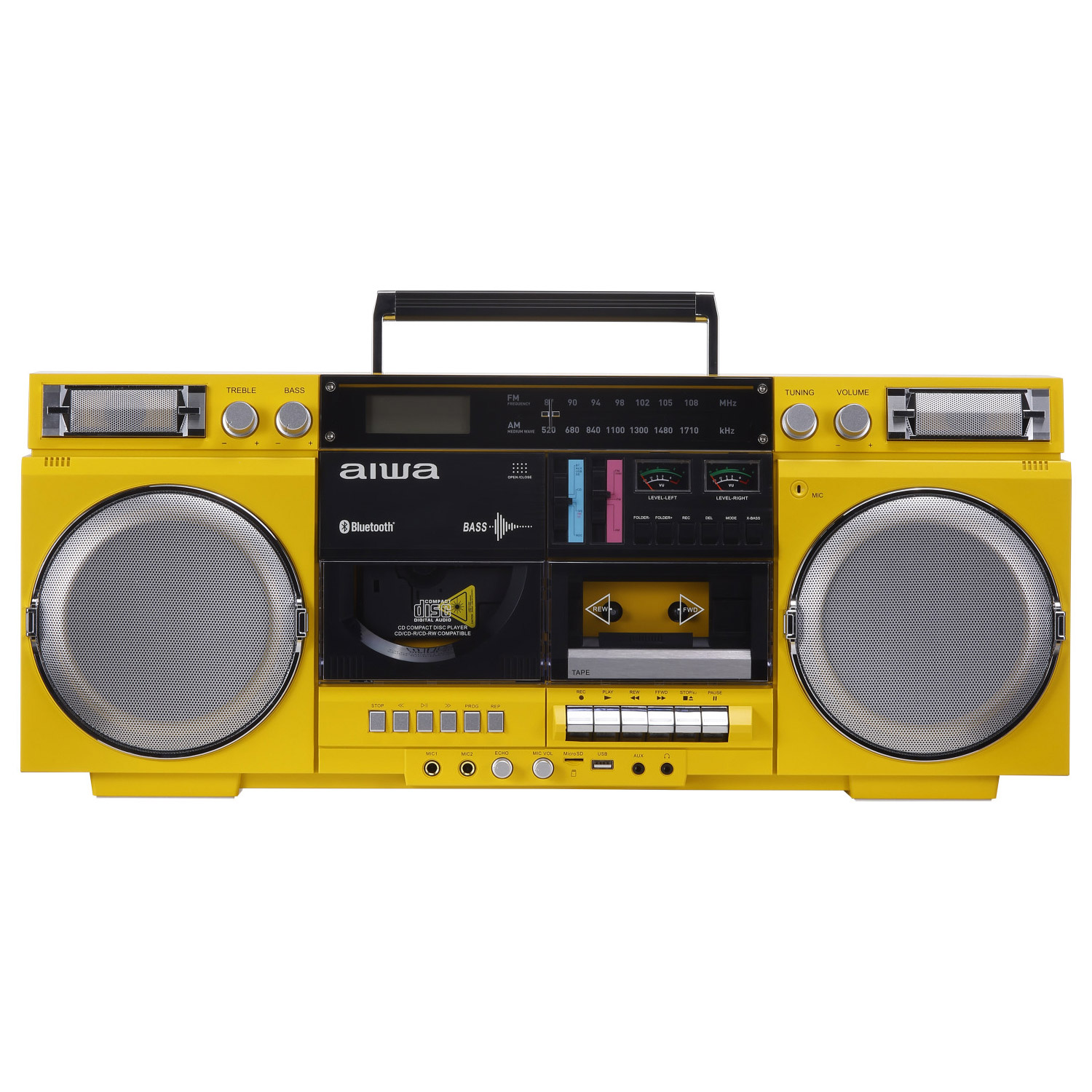 Aiwa Backtrack Retro Boombox with Bluetooth, Yellow | Costco