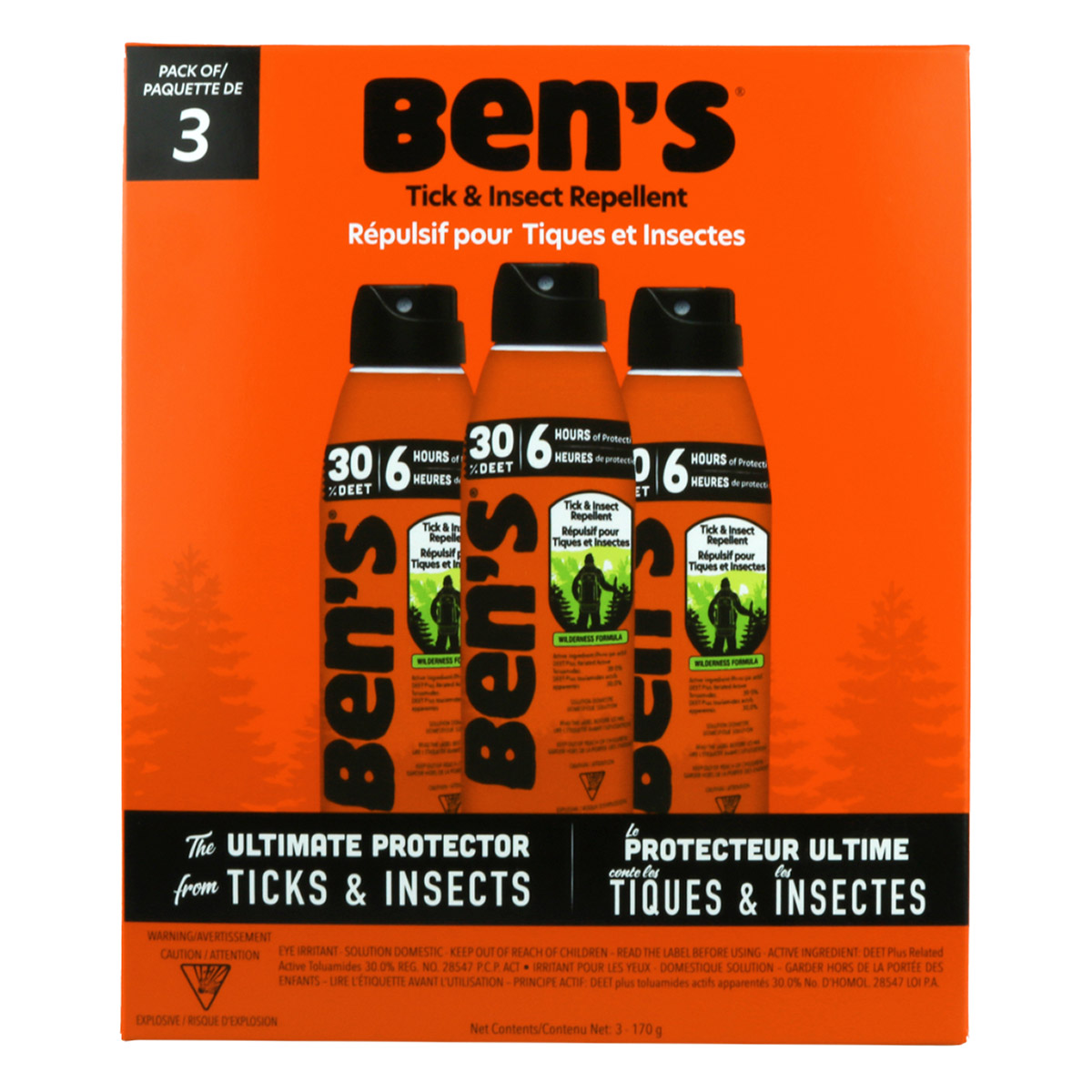 Ben's 30 Tick & Insect Repellent, 3 x 170 g