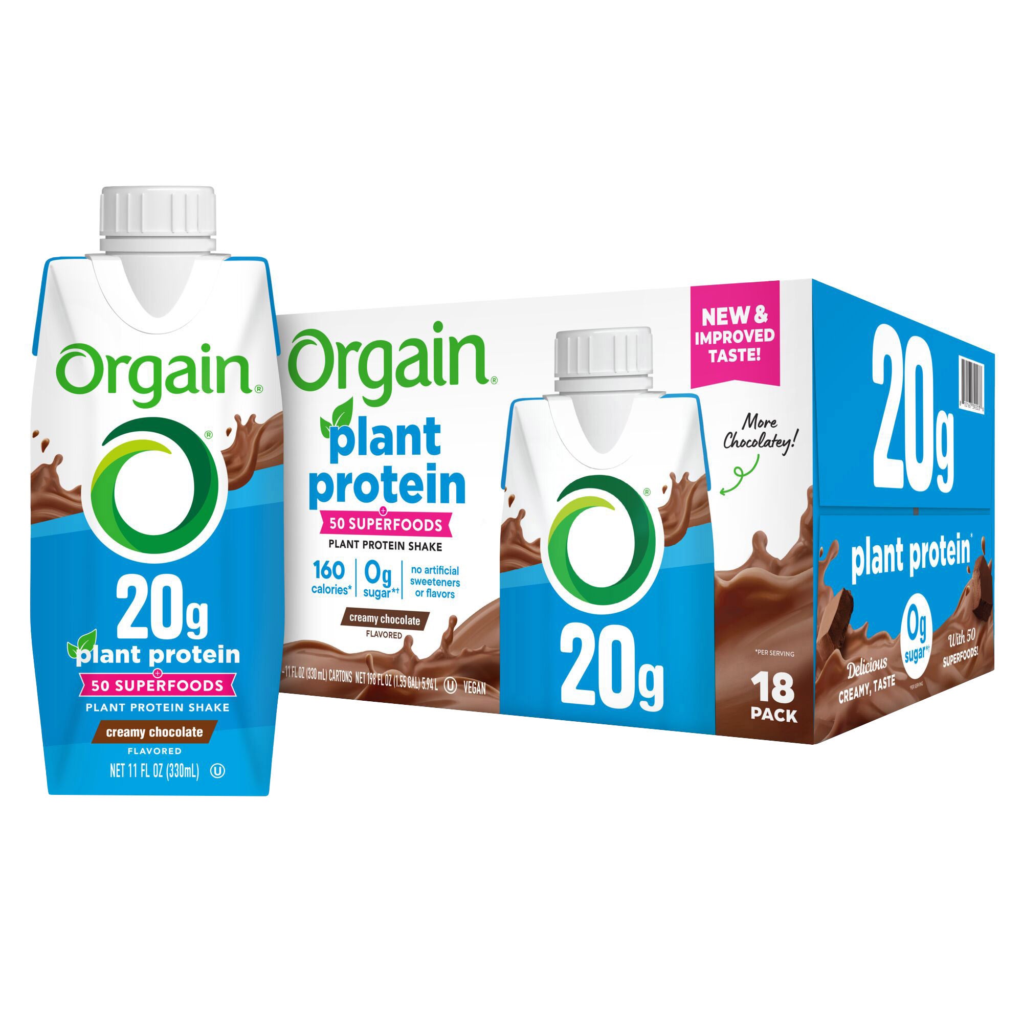 Orgain Plant-Based Protein Shake Creamy Chocolate, 11 fl oz, 18
