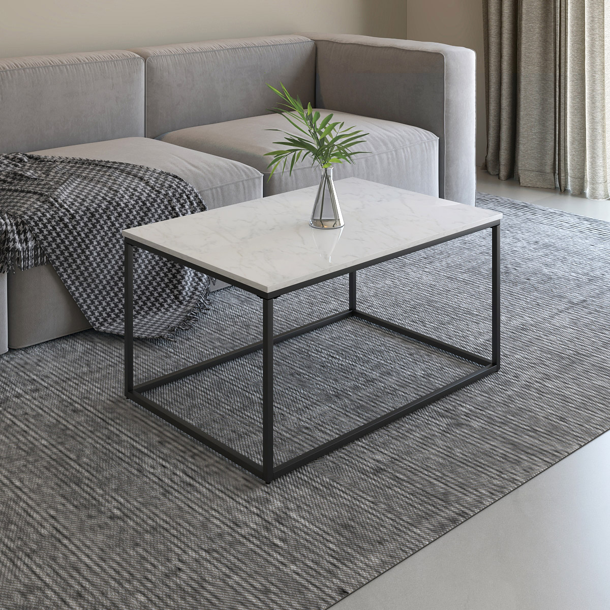 Appollo Josiane Metal Coffee Table with Marble Top