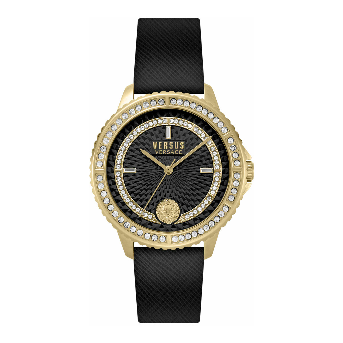Versace Versus Gold Crystal Watch w/ black strap Versus Versace Womens Watches | Direct Luxury main image 3