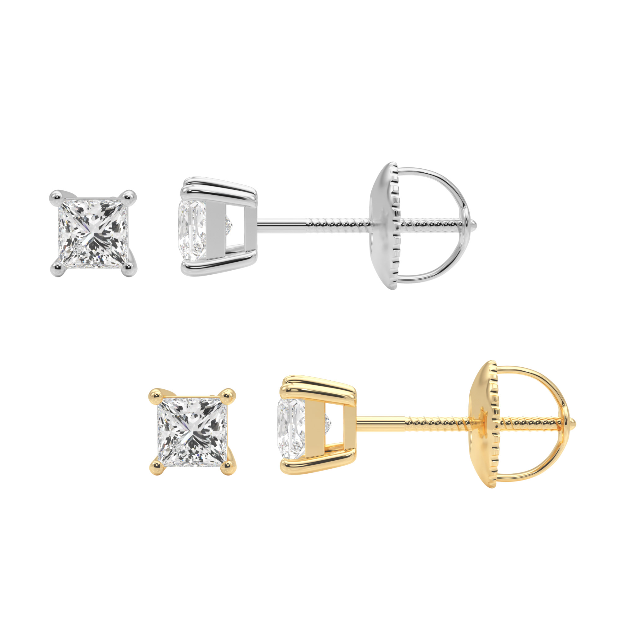 Princess Cut Diamond Stud Earrings (0.50 ctw)