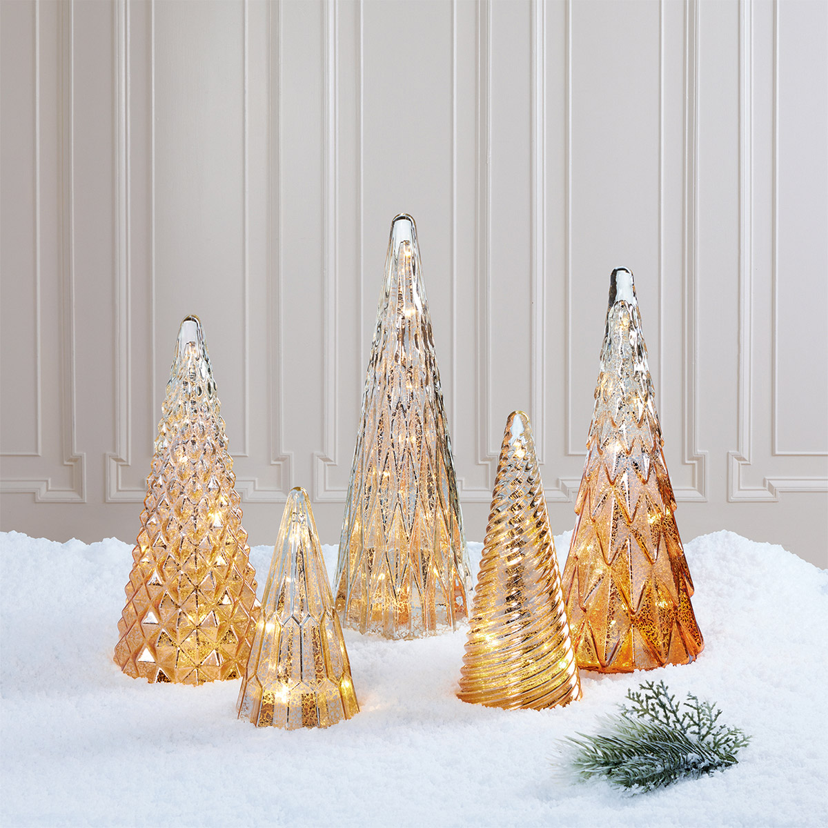Set of 5 LED Glass Trees