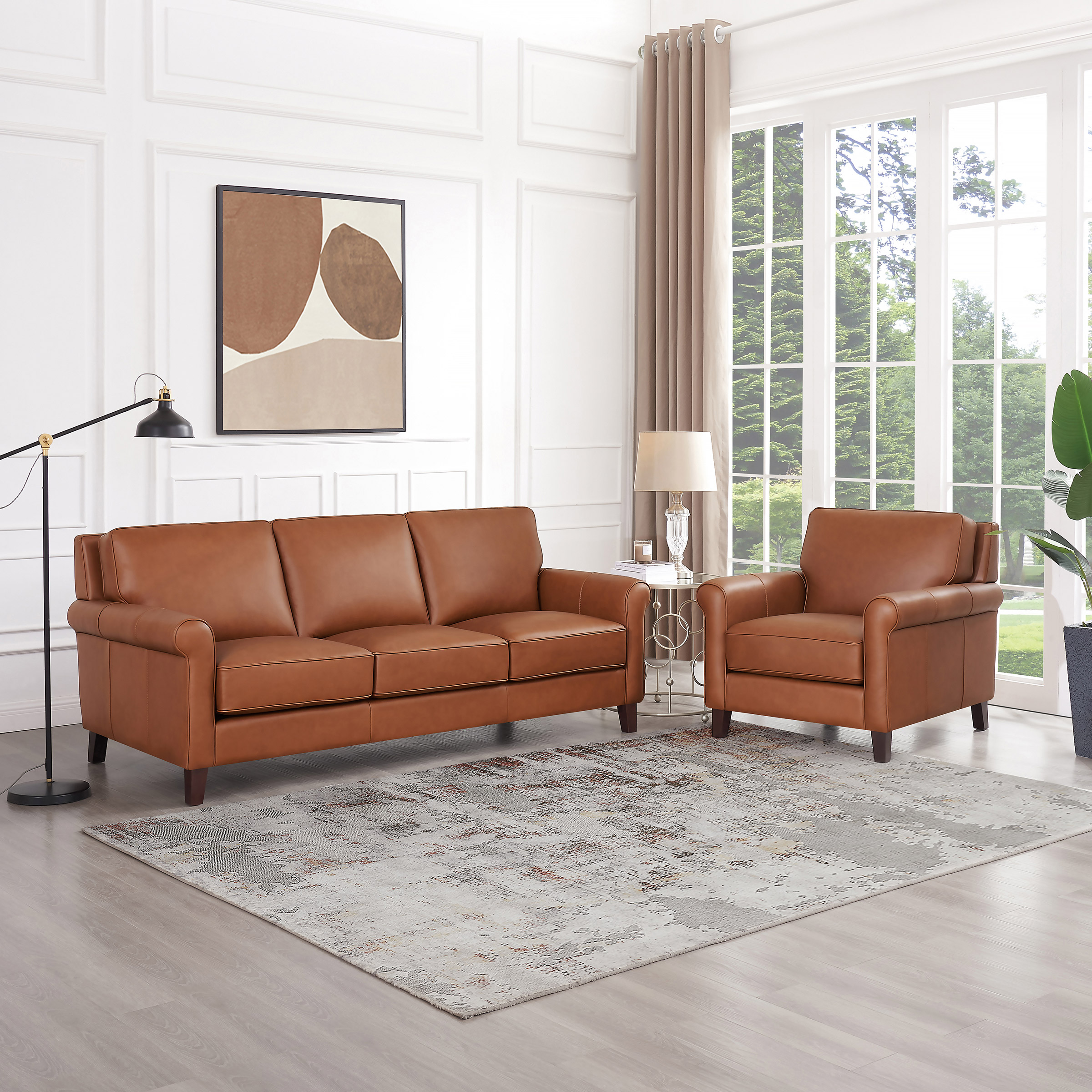 Prospera Home Larsen Top Grain Leather Sofa and Chair