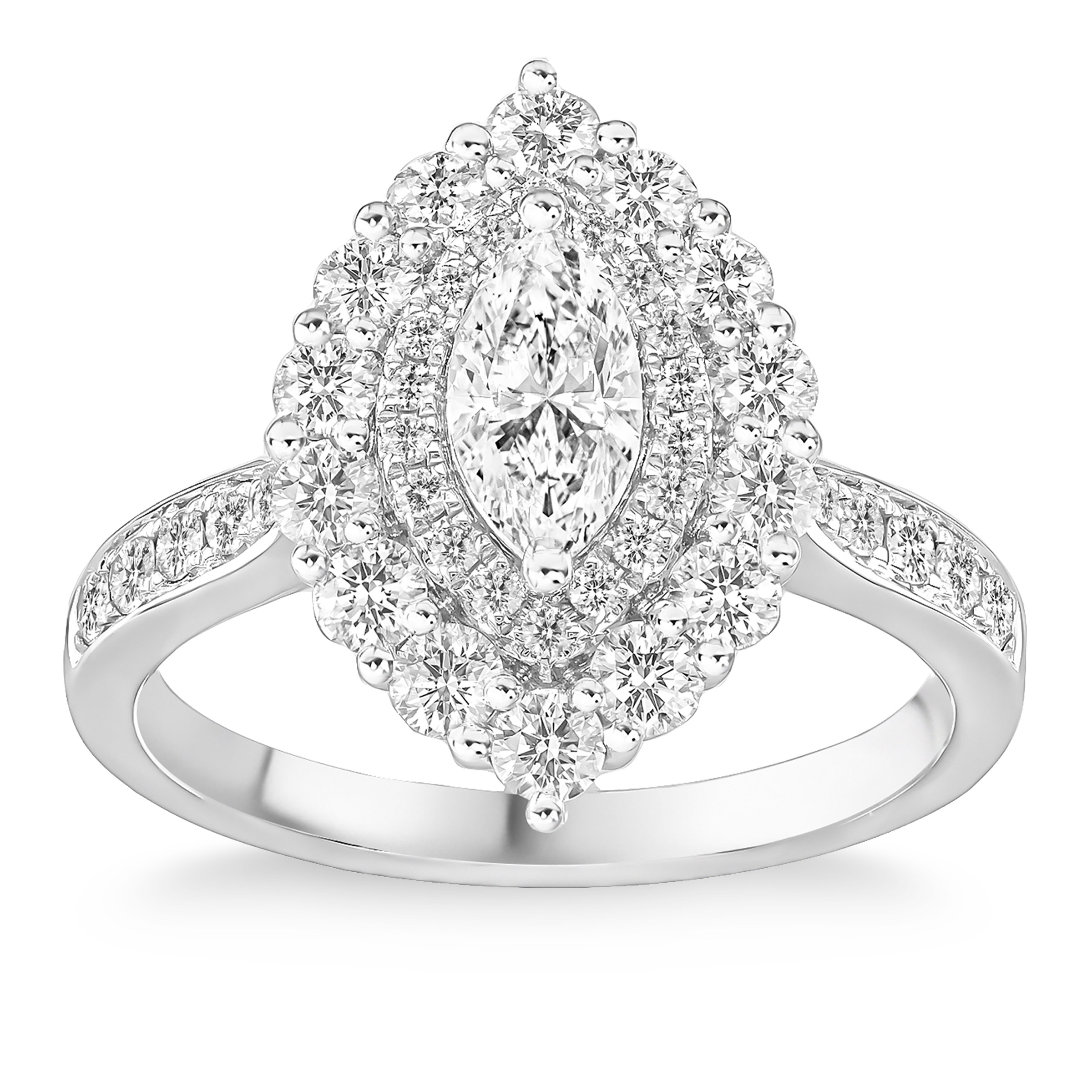 Marquise Cut and Round Brilliant Diamond Ring (1.50 ctw)