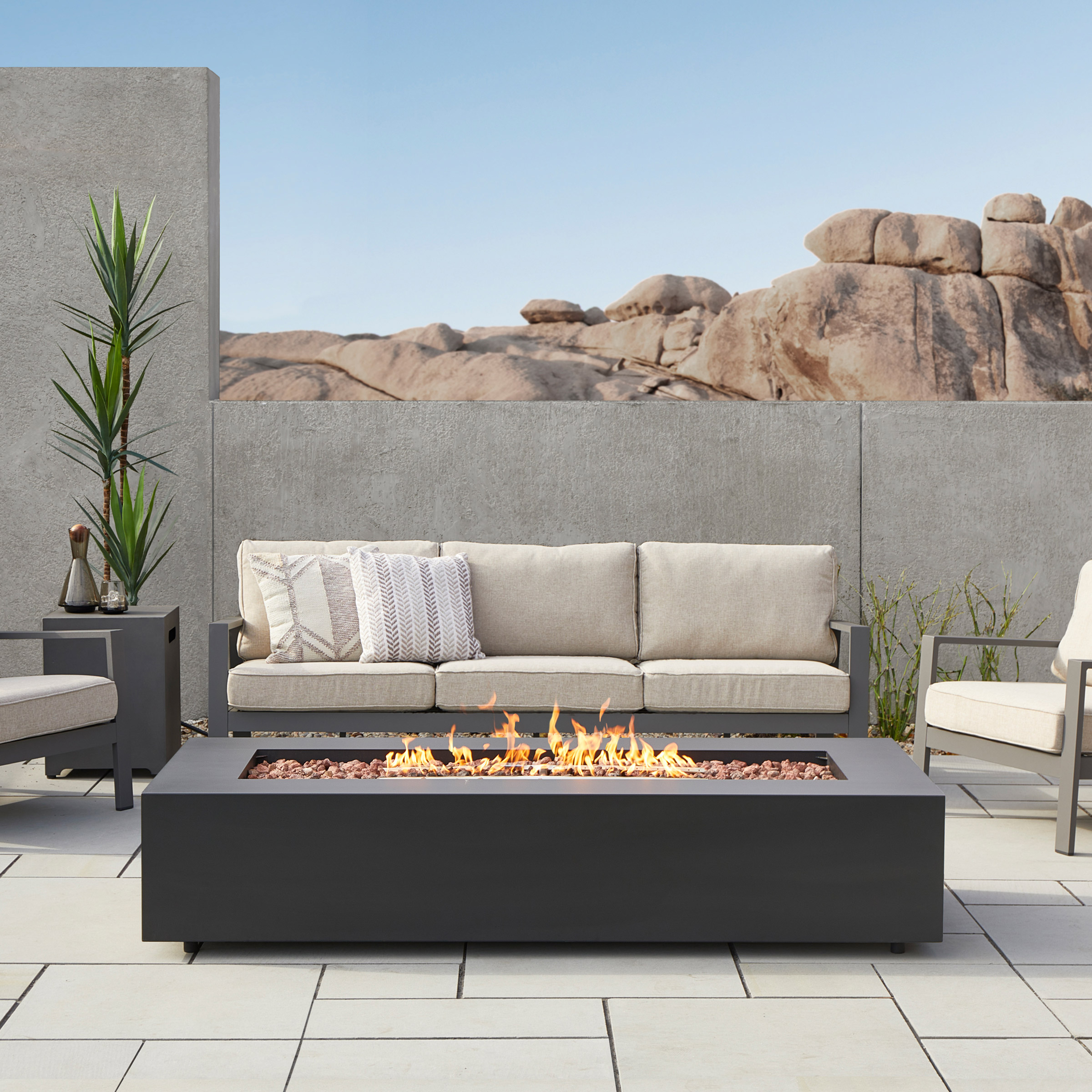 Real Flame Monaco 70" Rectangle Steel Propane or Natural Gas Fire Pit Table