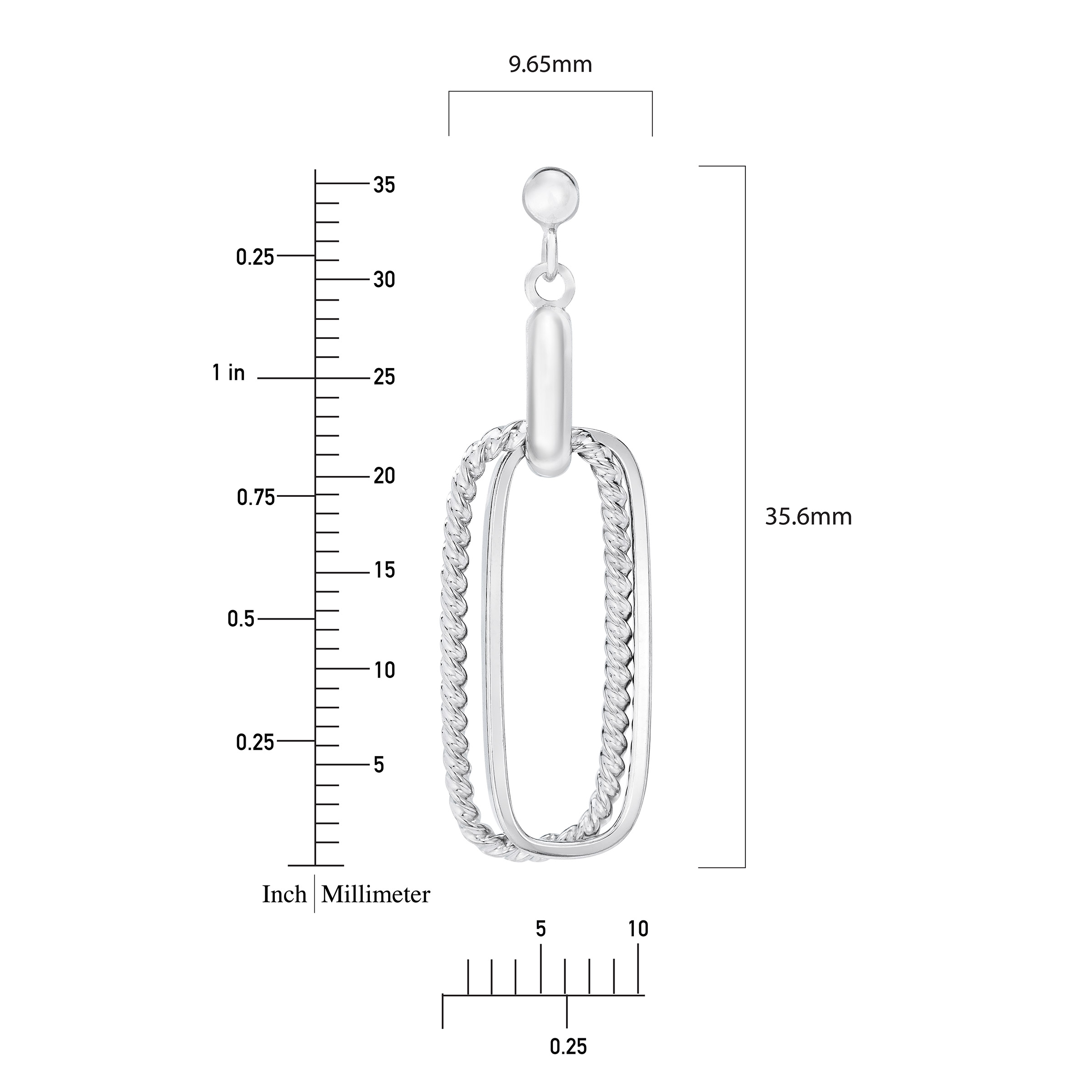 High Polish and Textured Rectangle Dangle Earrings in White Gold | Costco