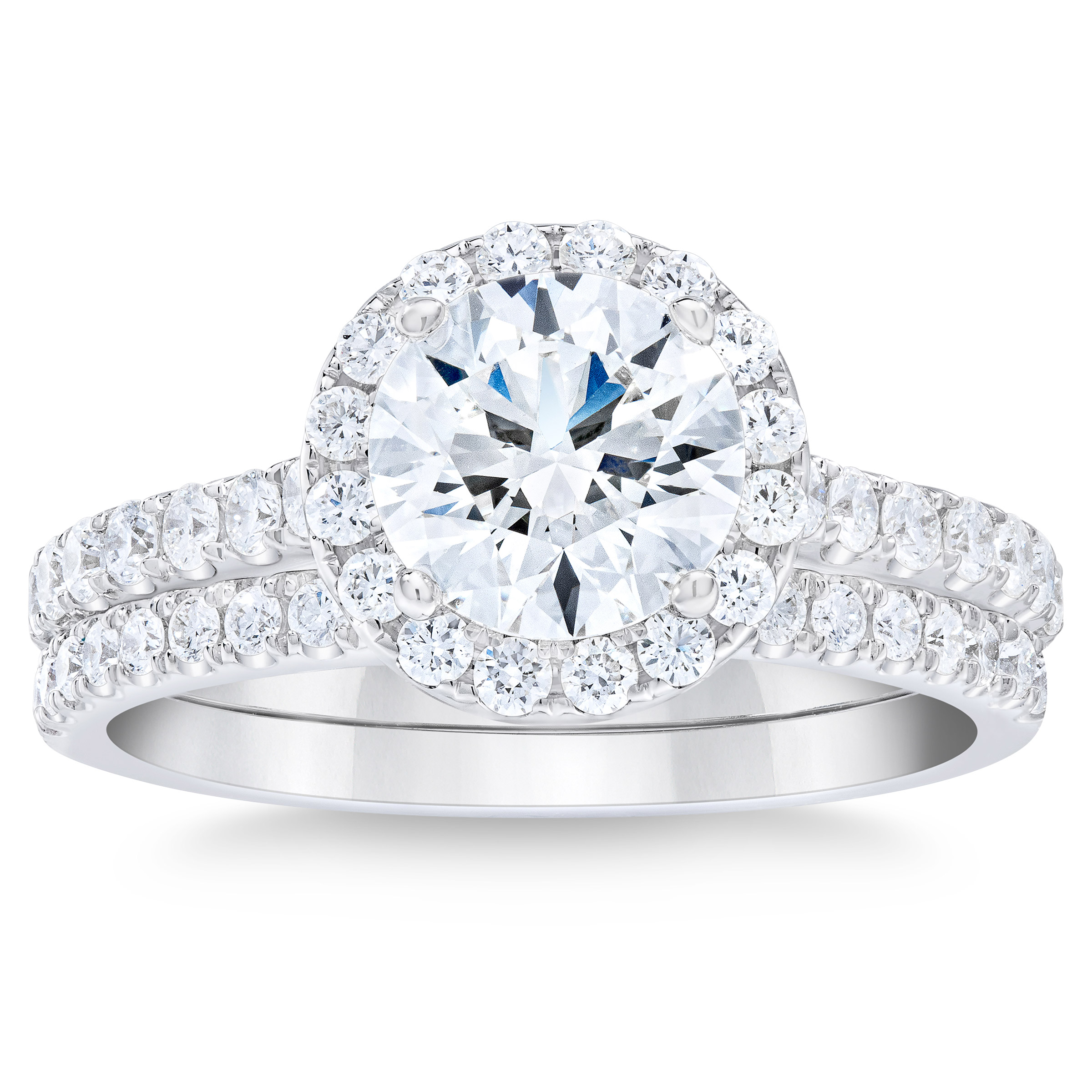 2.35 ctw Round Brilliant Cut, Clarity VVS2, Colour I, Diamond Wedding Set