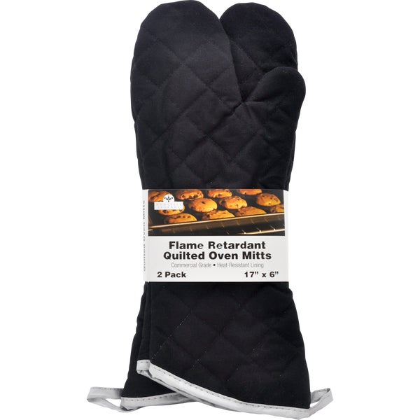 Quilted Cotton Chocolate Heat/Flame Resistant Oversized Oven Mitts (2-Pack) Quilted Cotton Chocolate Heat/Flame Resistant Oversized Oven Mitts (2-Pack)