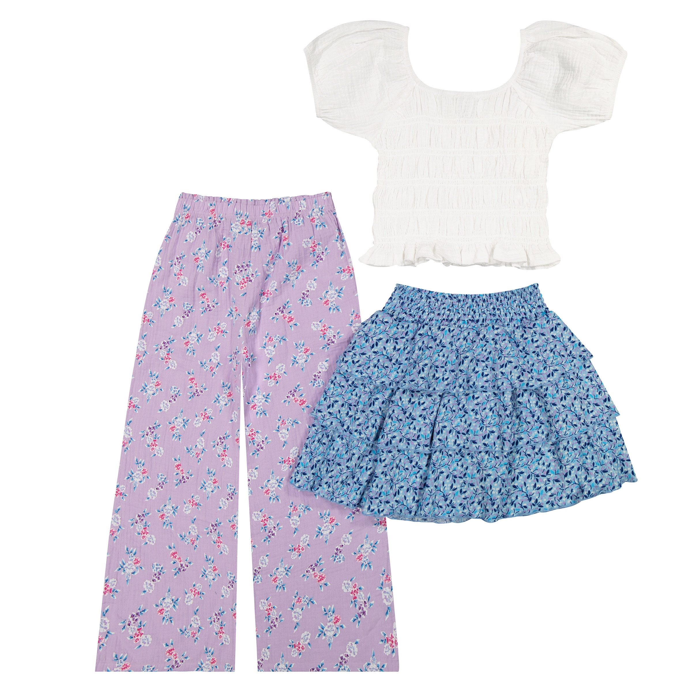French Connection Youth 3-piece Purple Pant & Skirt Set | Costco