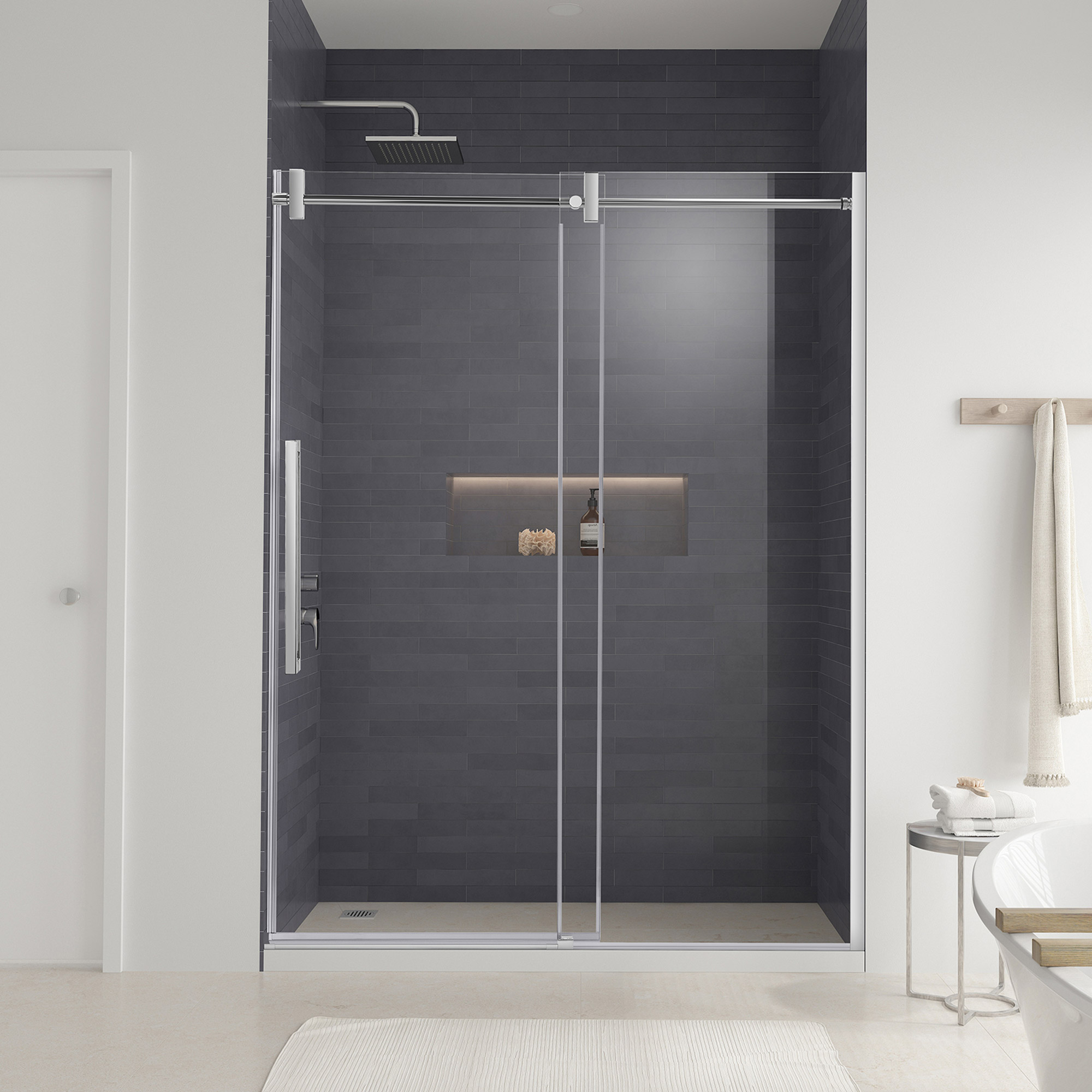 OVE Decors Dayton Frameless Glass Alcove Shower Door 