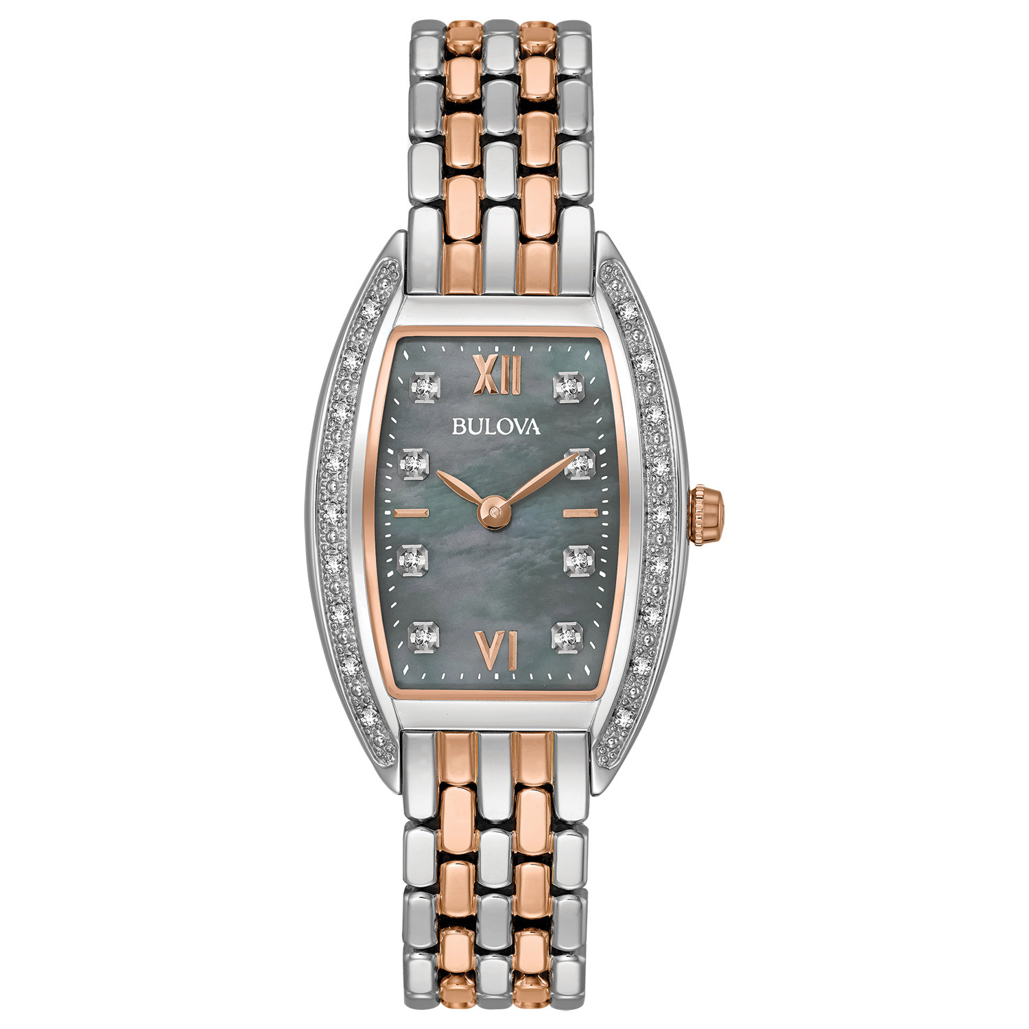 Bulova Ladies Classic Tonneau Style Quartz Watch Diamond Indices Black Dial 21mm Brand: Bulova (American watchmaker founded in 1875) ￼ Type  main image 4