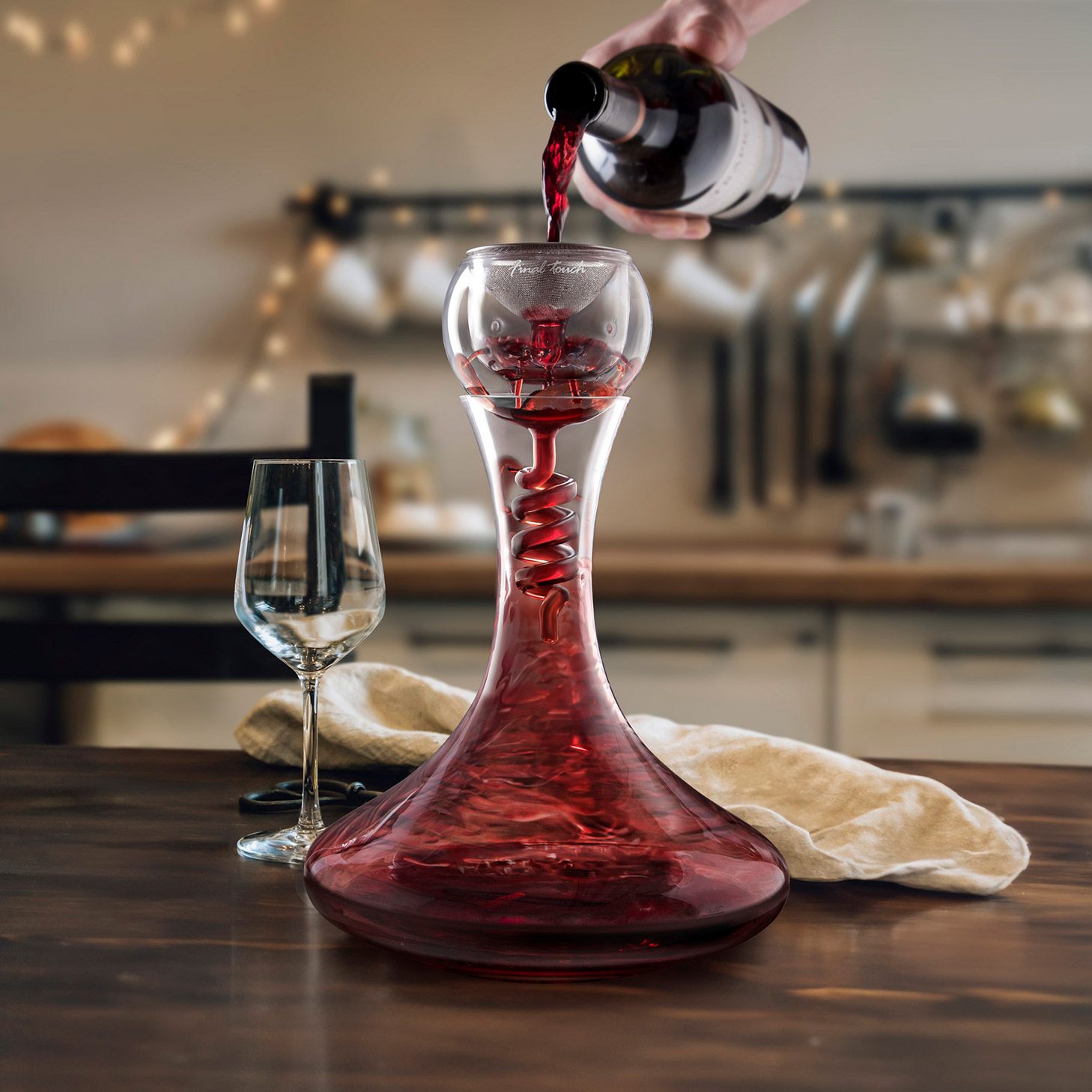 Fontaine wine 2デックセット Final Touch Twister Glass Wine Aerator and 750 ml (25.4 oz