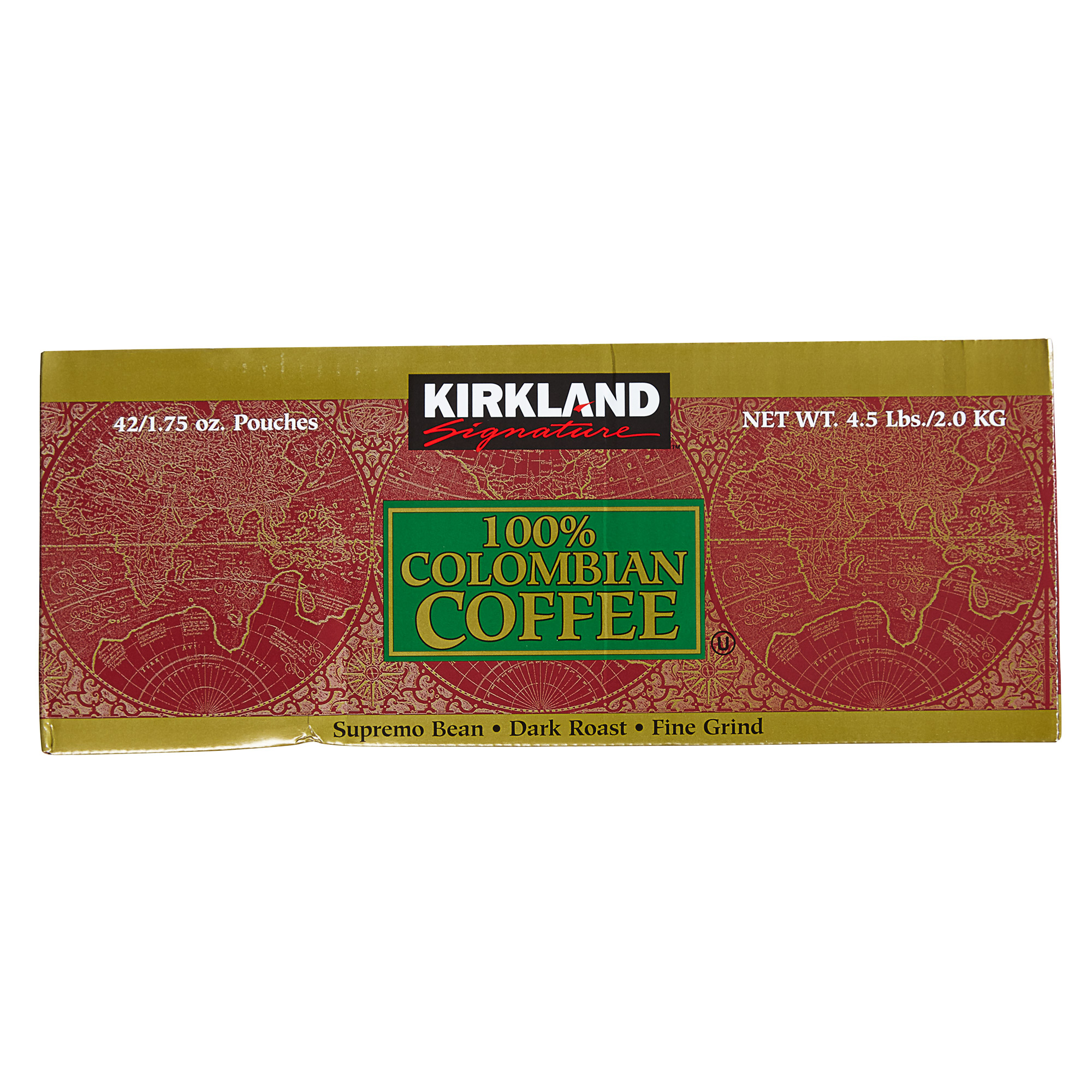 Kirkland Signature 100% Colombian Coffee  Dark Roast  1.75 oz  42-count