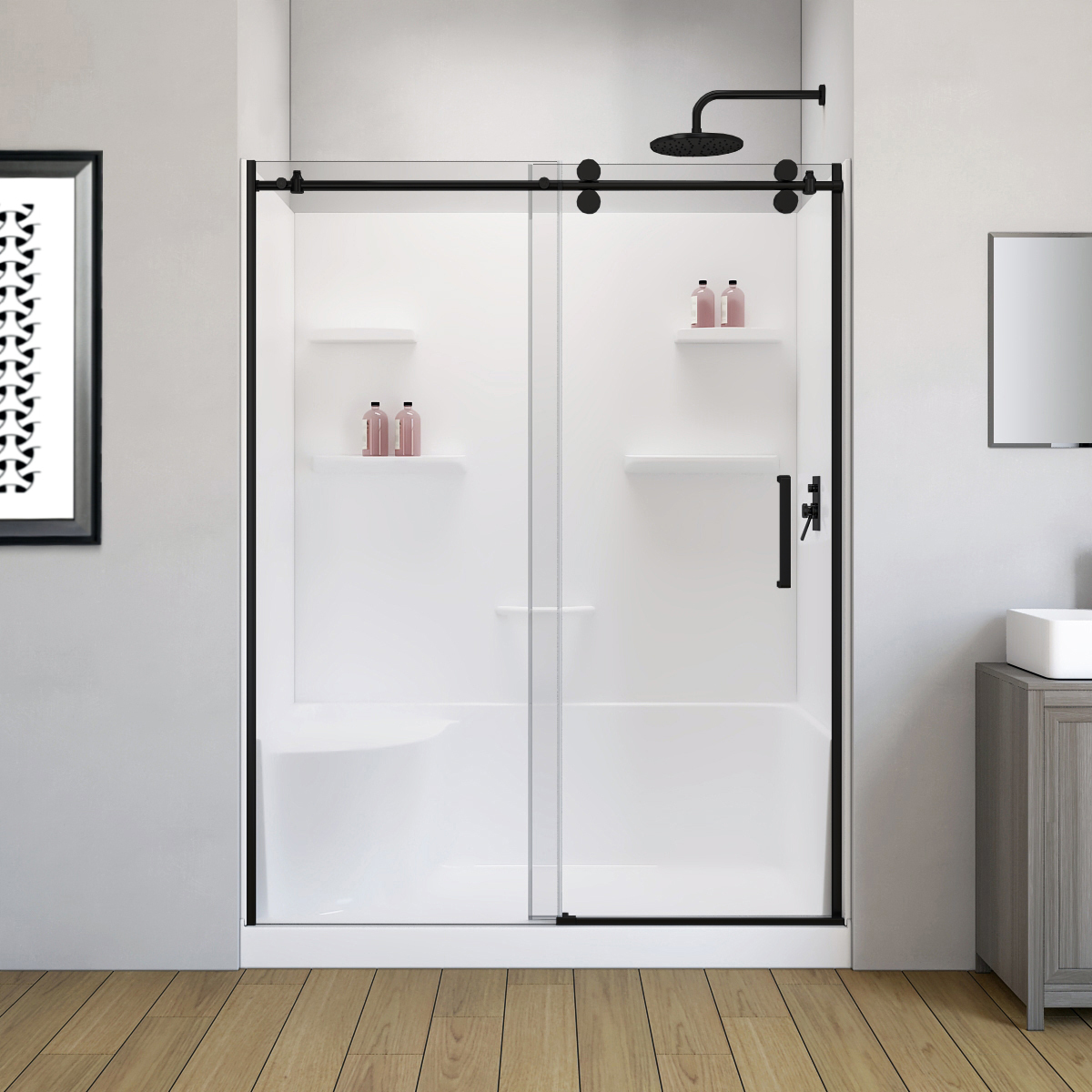 Appollo Sherry 60 in. × 32 in. Shower Kit, Right Drain