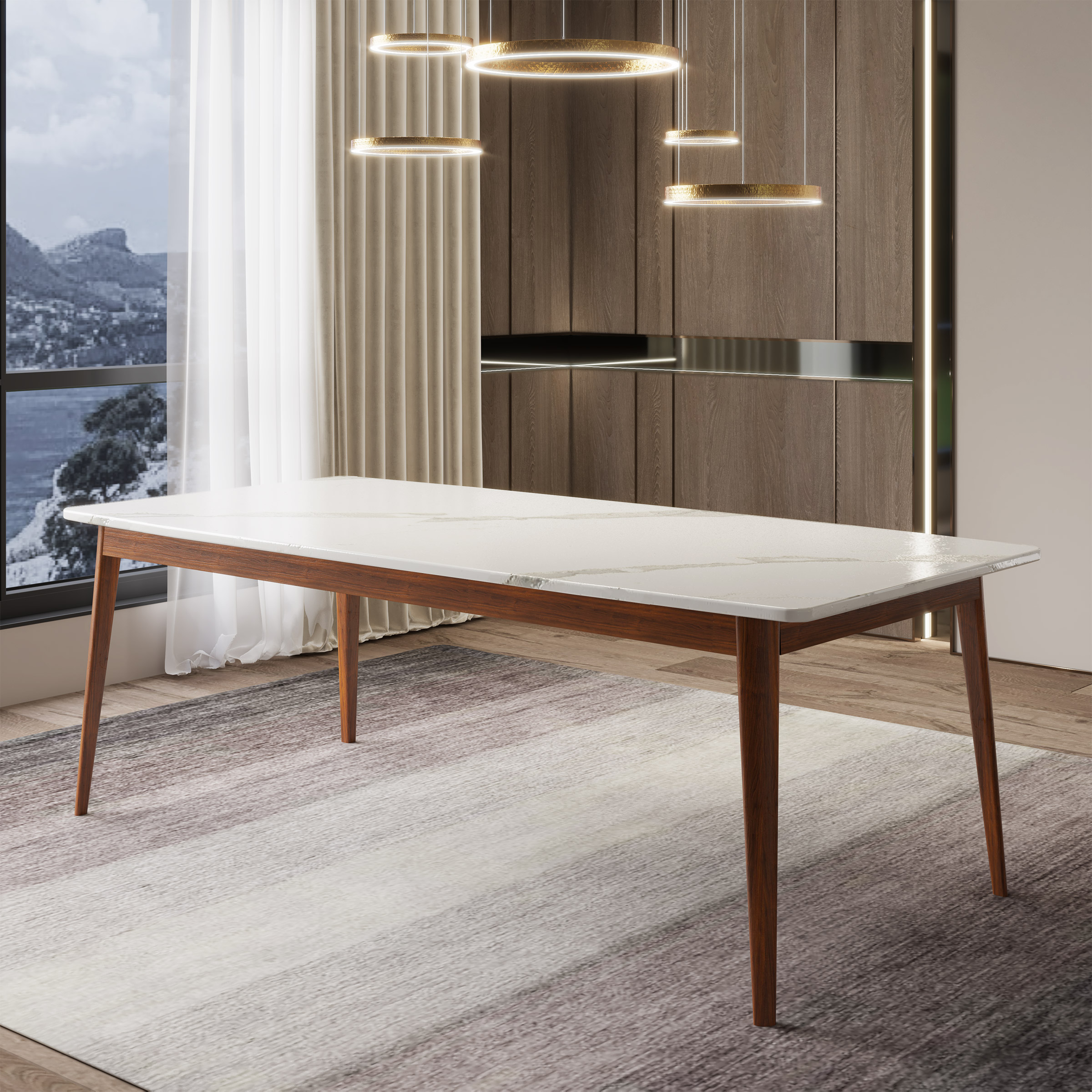 Luna White Quartz Top Dining Table, 218 cm (86 in.)