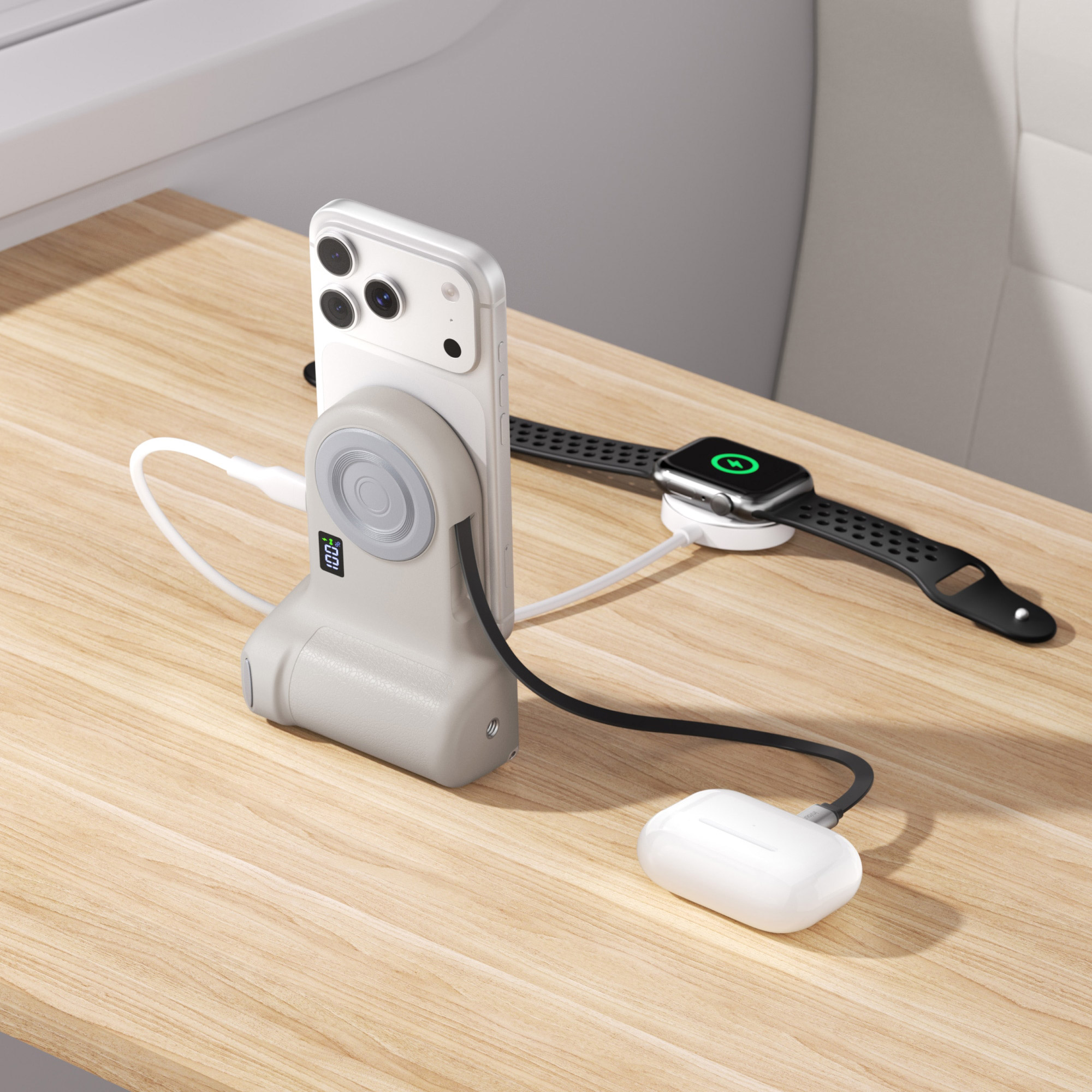 PowerGrip Magnetic Charging Camera Grip Power Bank with Tripod