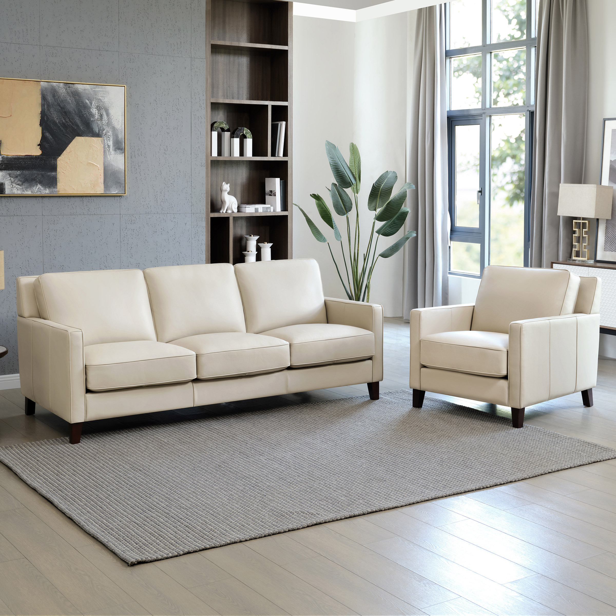 Prospera Home West Park Top-grain Leather Sofa and Chair