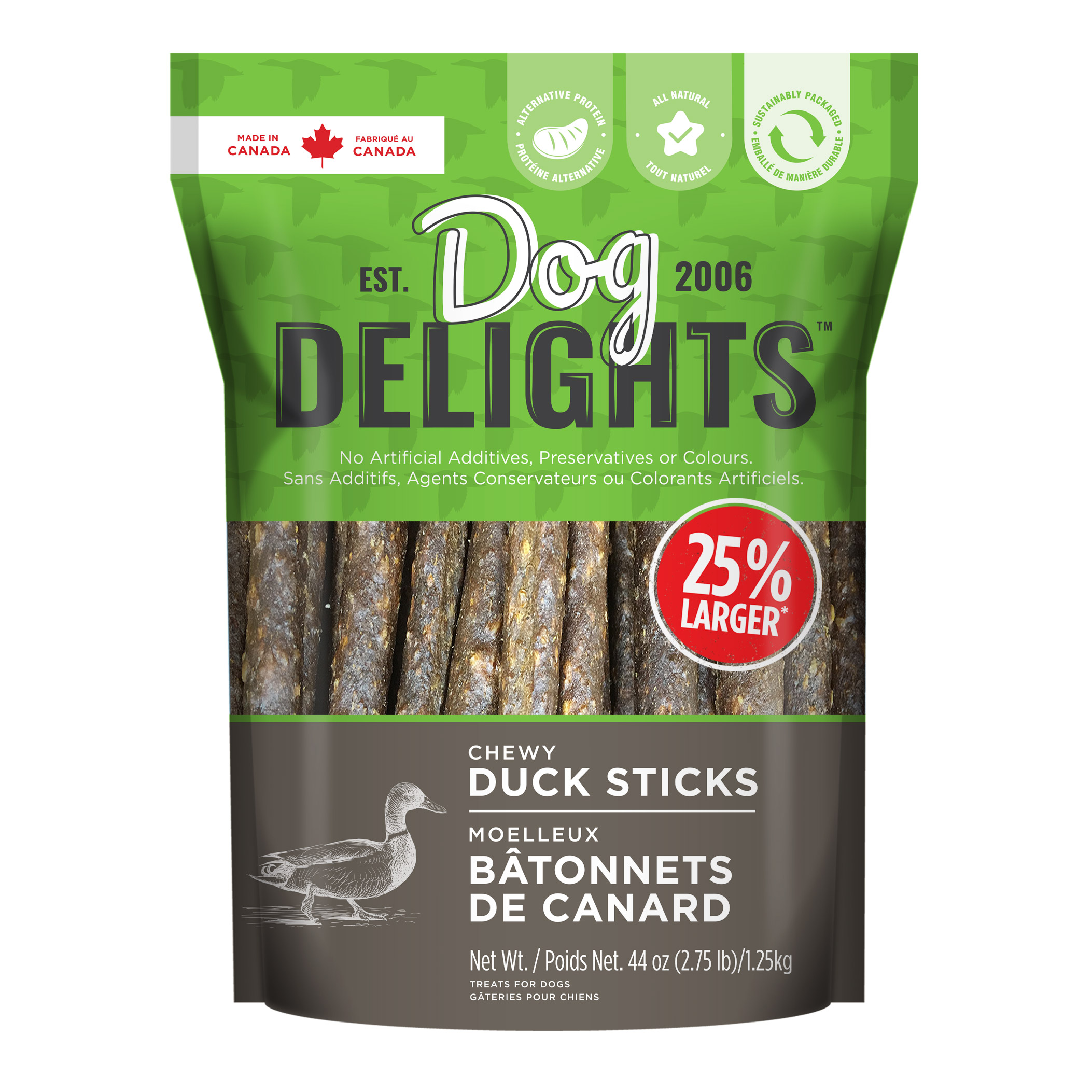 Dog Delights Chewy Duck Sticks Dog Treats, 1.25 kg ( 2.75 lb.)