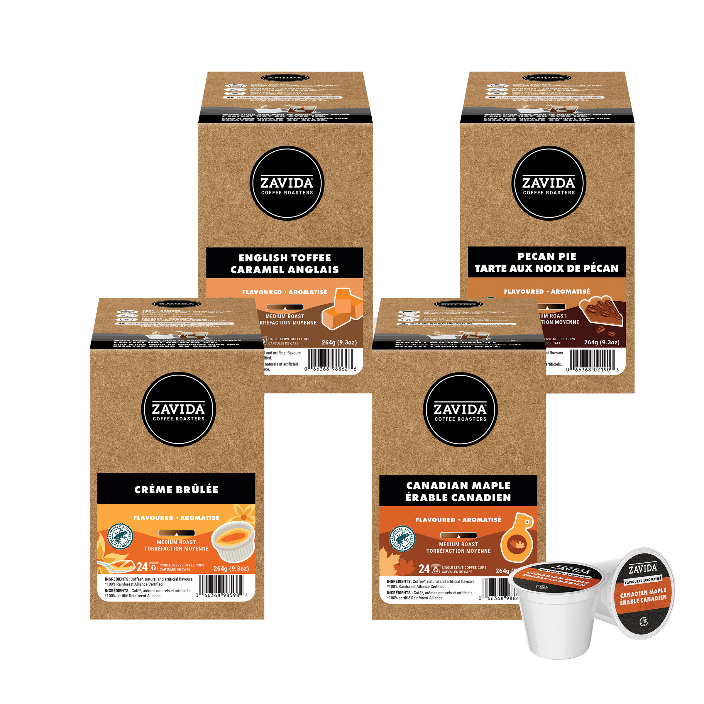 Zavida Caramel Lovers Variety Pack Coffee K-Cup Pods, 96- count