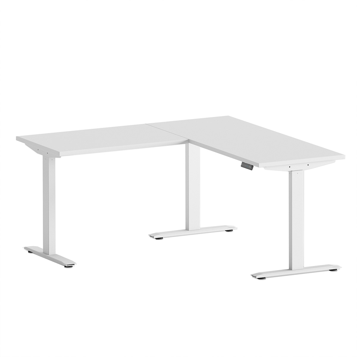 Motionwise Modern L-shape Height Adjustable Desk with 3 Table Columns