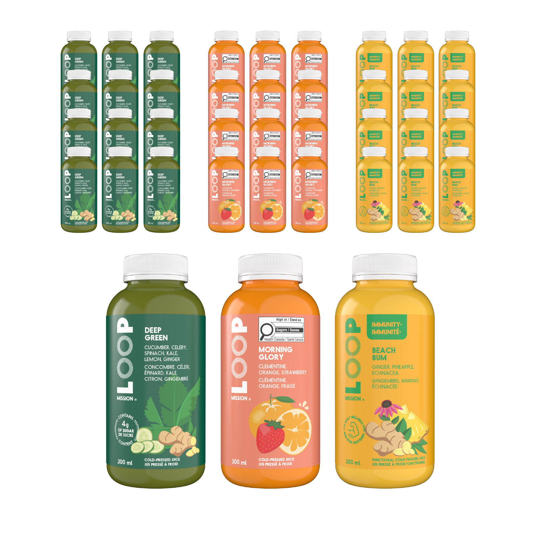 LOOP Assorted Cold Pressed Juice Pack, 36 × 300 mL | Costco