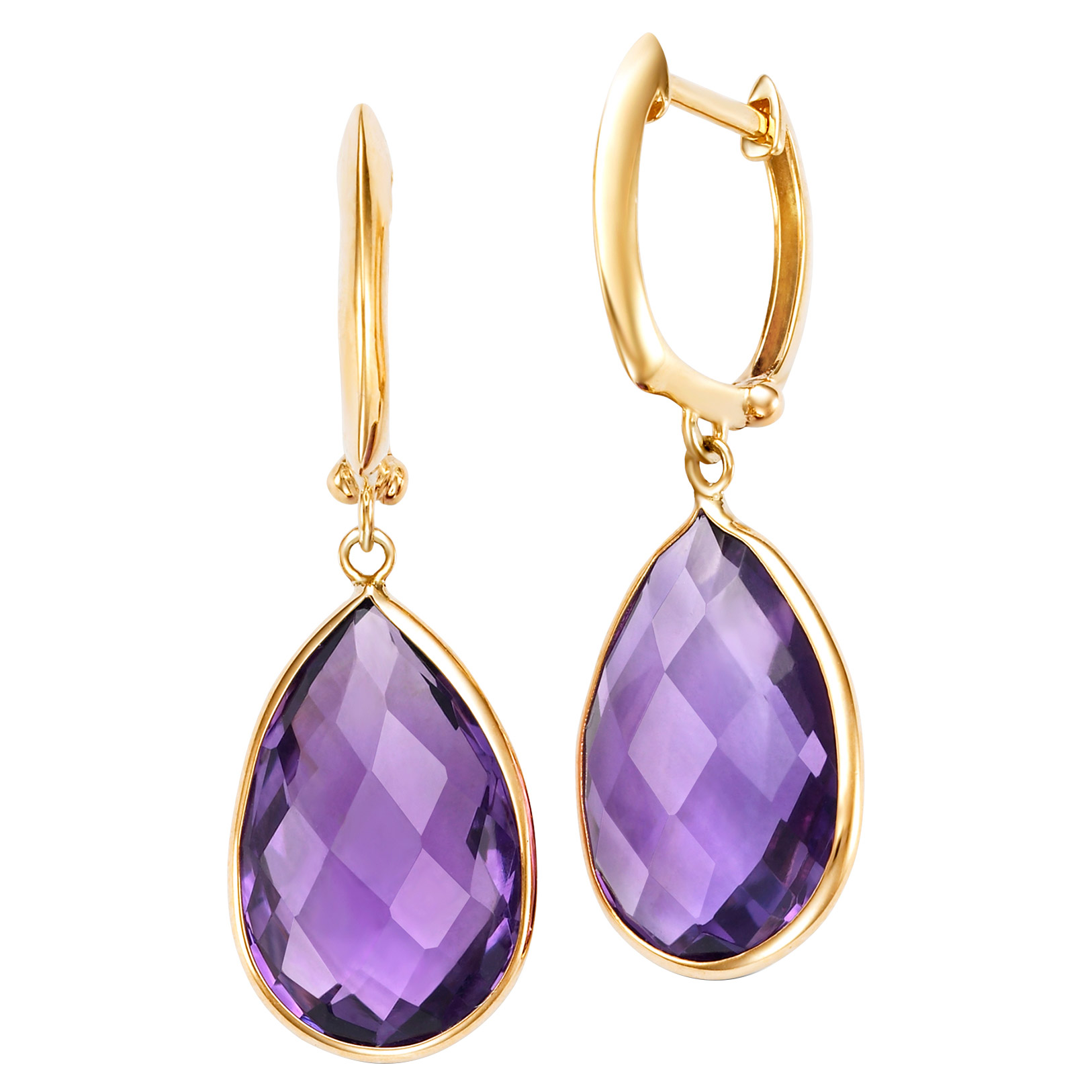 Pear Shaped Amethyst Earrings