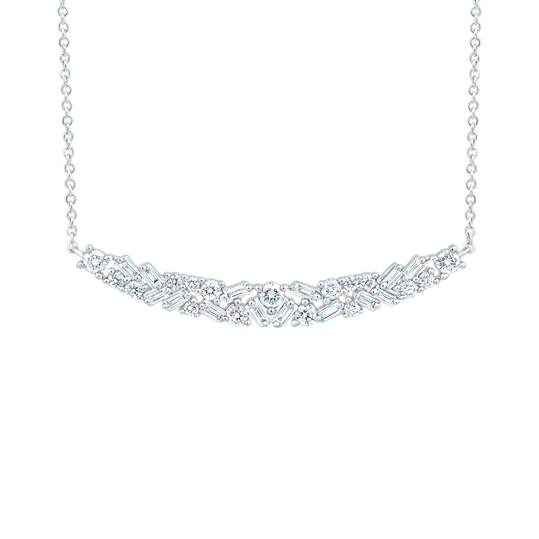 Round Brilliant and Baguette Diamond Necklace (0.50 ctw)