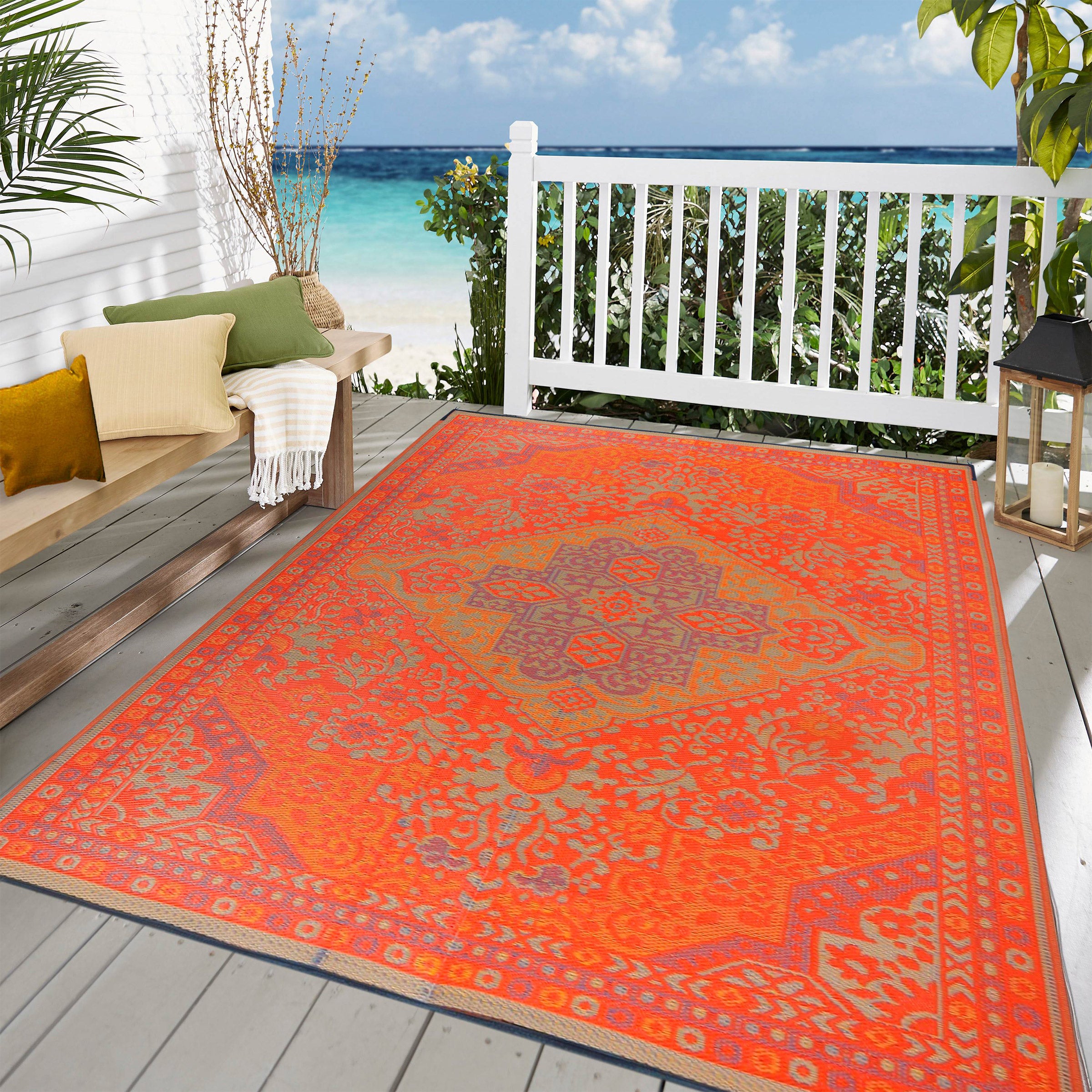 Viana Bahamas Collection Saffron Sunset Indoor/Outdoor Reversible