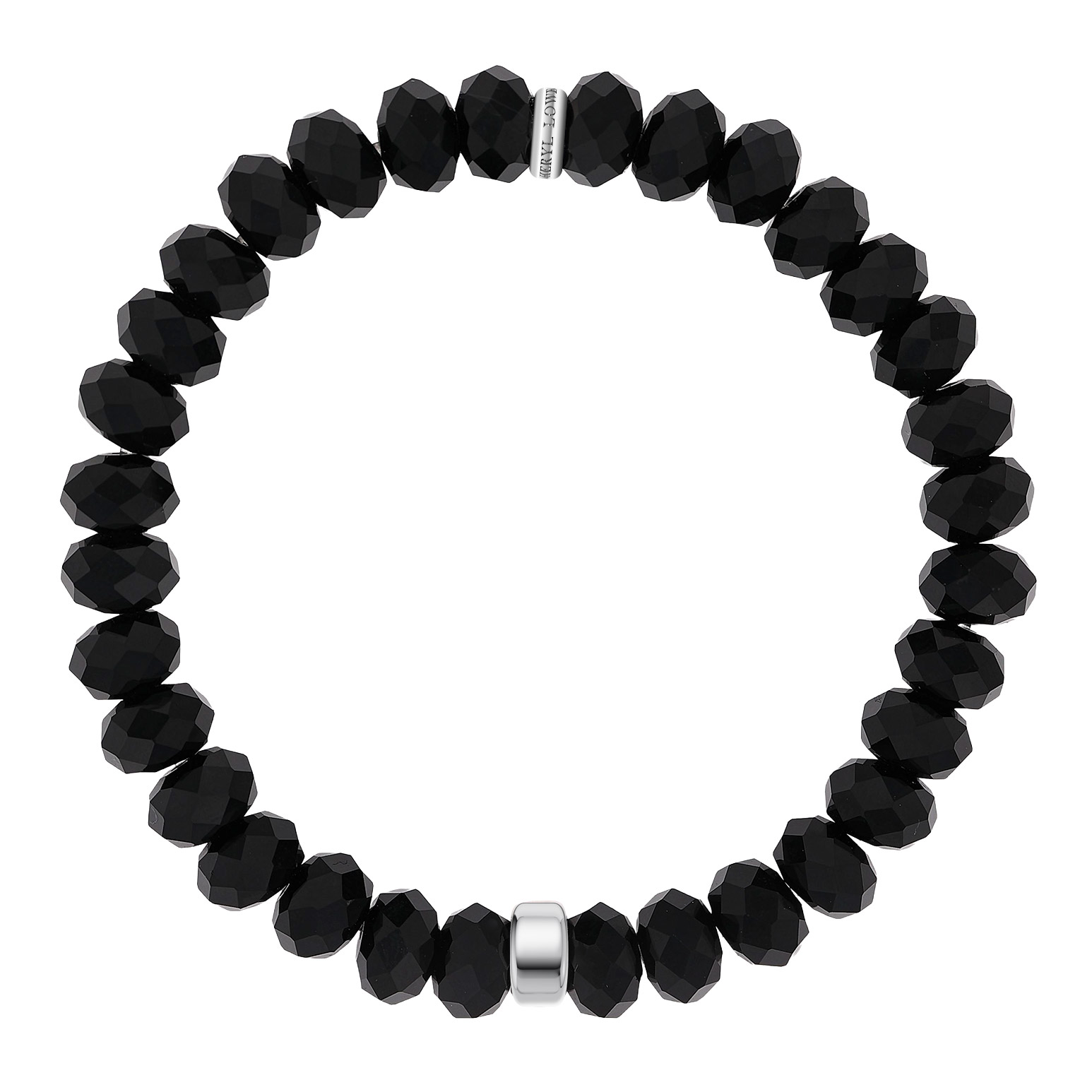 Sheryl Lowe Onyx 8mm Faceted Beaded Bracelet with Smooth Rondelle
