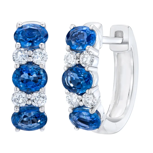 Blue Sapphire and Diamond 14kt White Gold Earrings