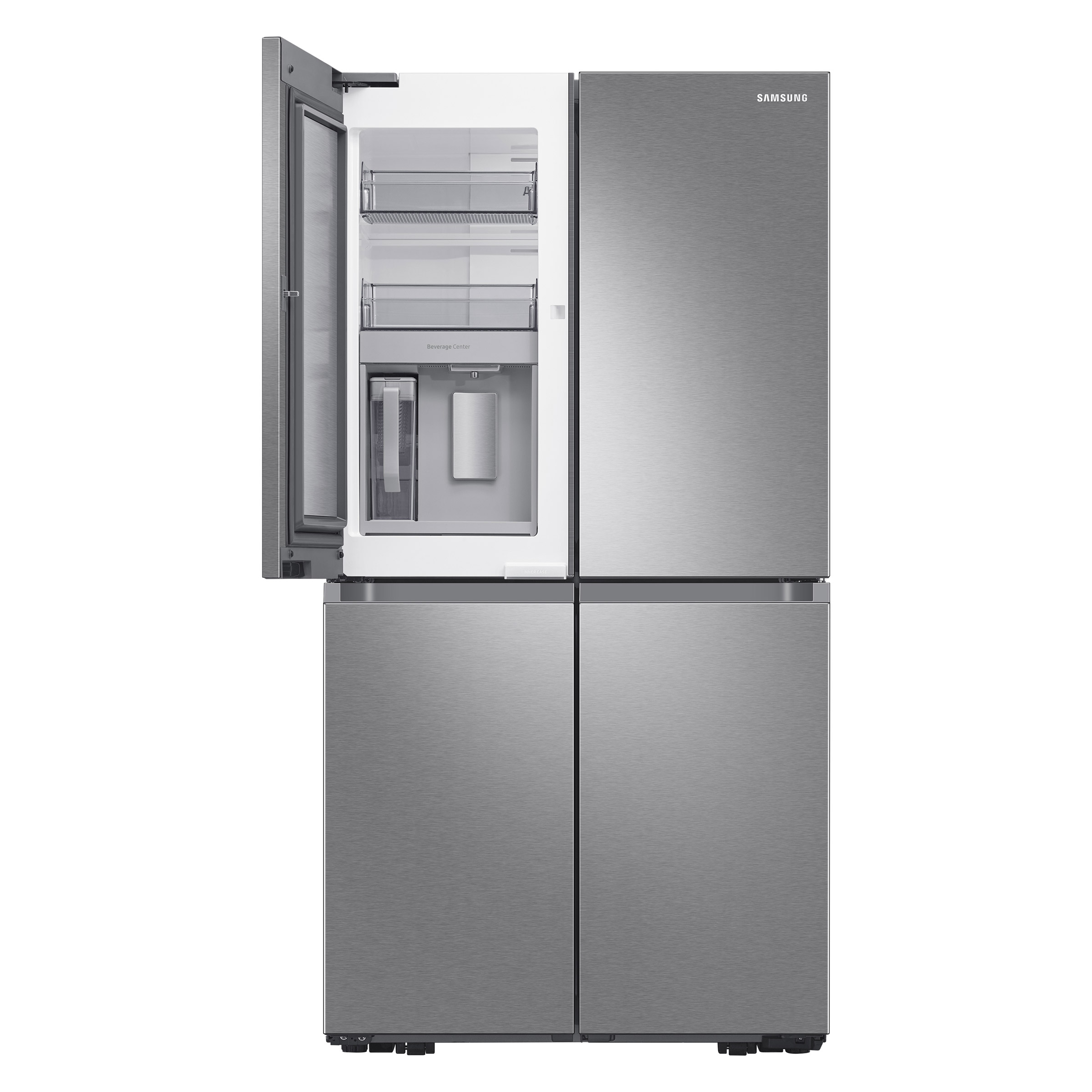 Samsung 23 cu. ft. Counter Depth 4-Door French Door Refrigerator with Beverage Center in Stainless Steel
