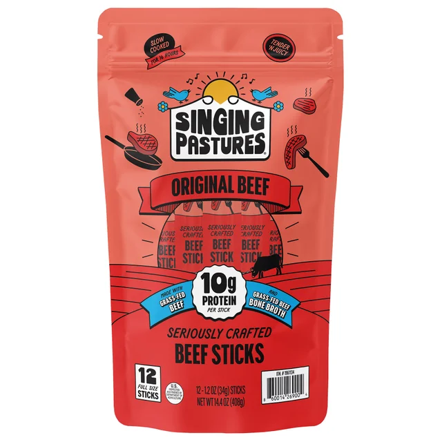 SINGING PASTURES GRASS-FED BEEF STICKS 12CT/1.2OZ (0.9 LB)