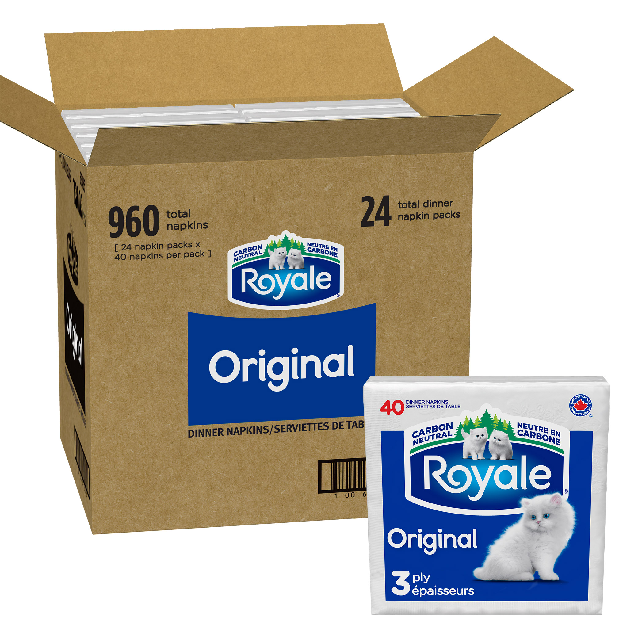 Royale 3-ply Napkins, 24 Packs, 40 Dinner Napkins per Pack