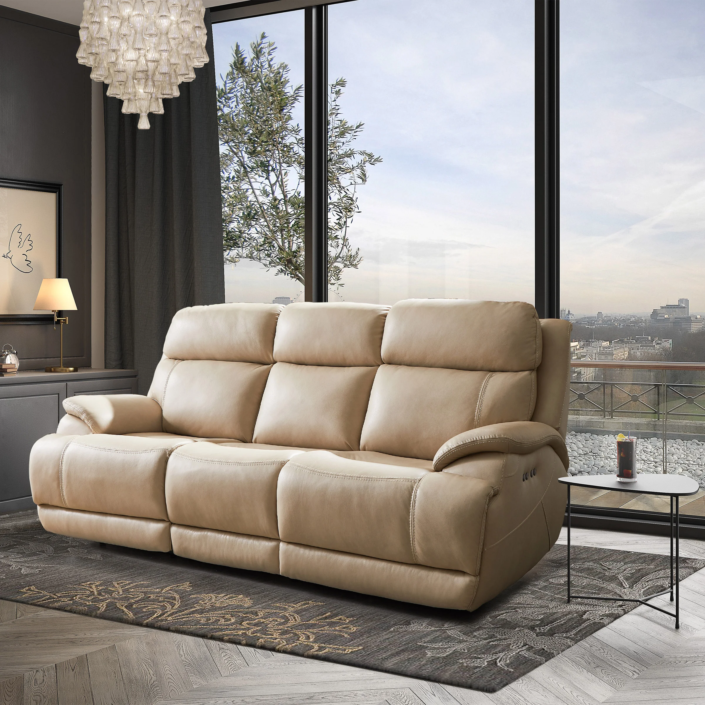 Corrales Leather Power Reclining Sofa with Power Headrests | Costco