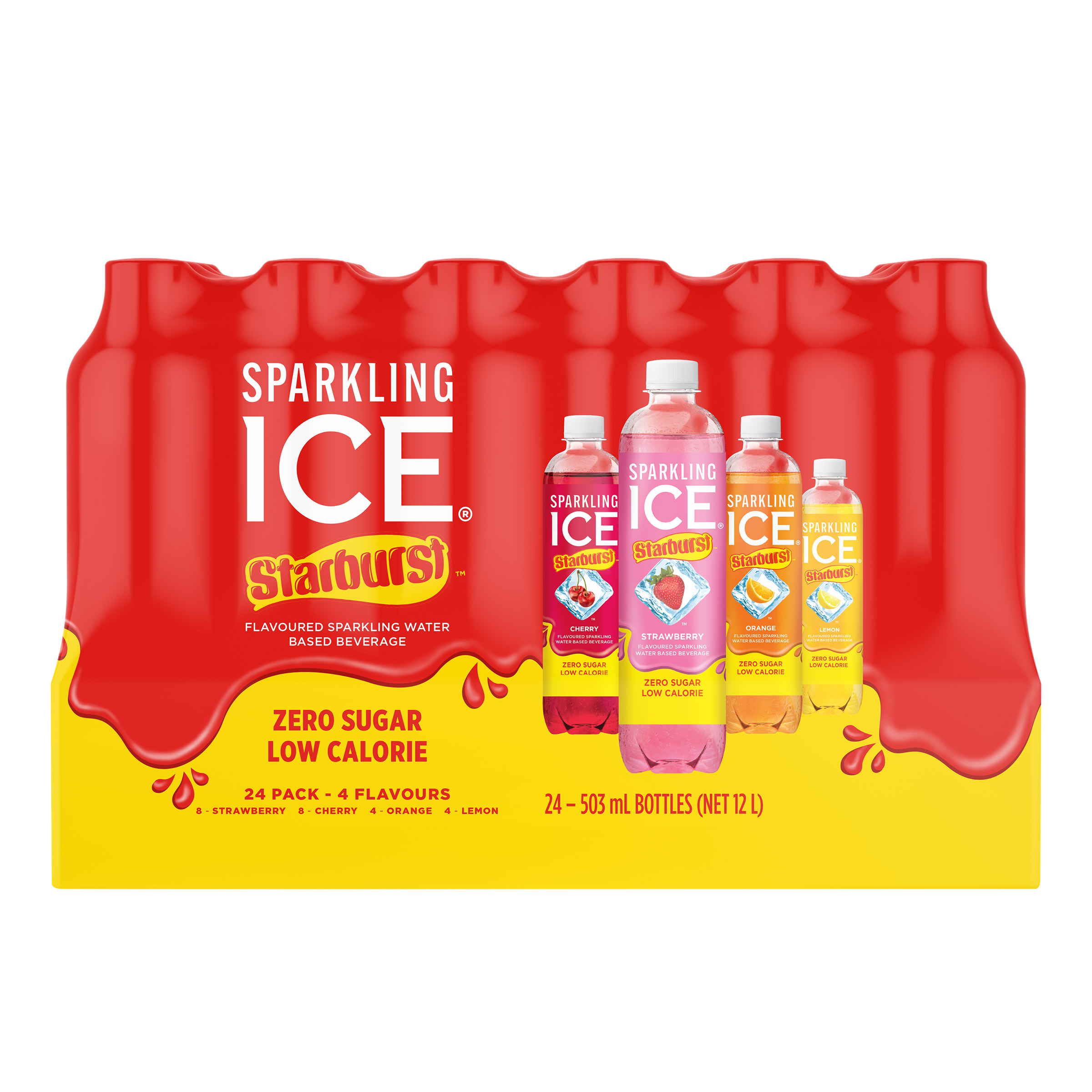 Sparkling Ice Starburst Flavoured Sparkling Water, 503 mL, 24-pack