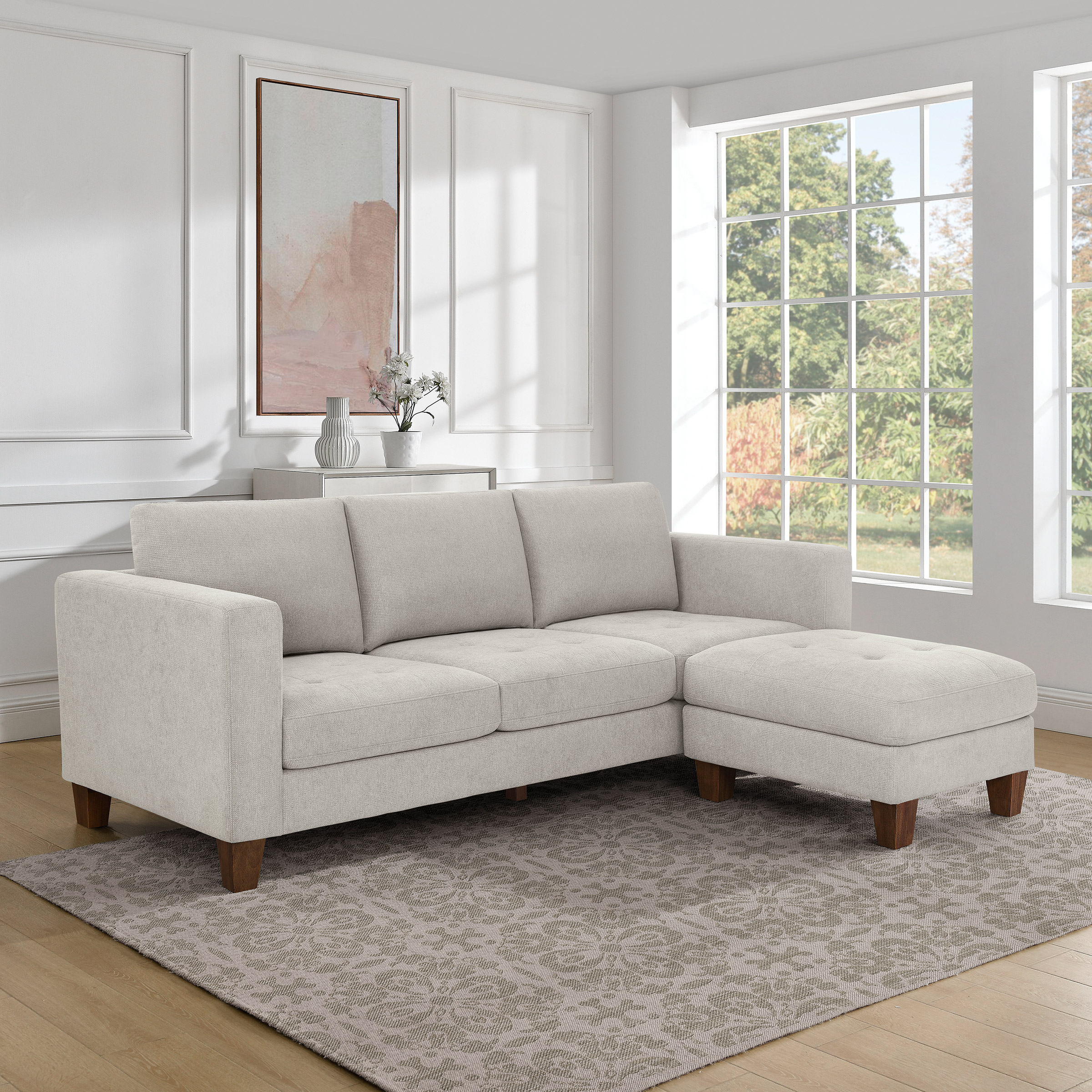 Thomasville Fabric Sofa with Ottoman