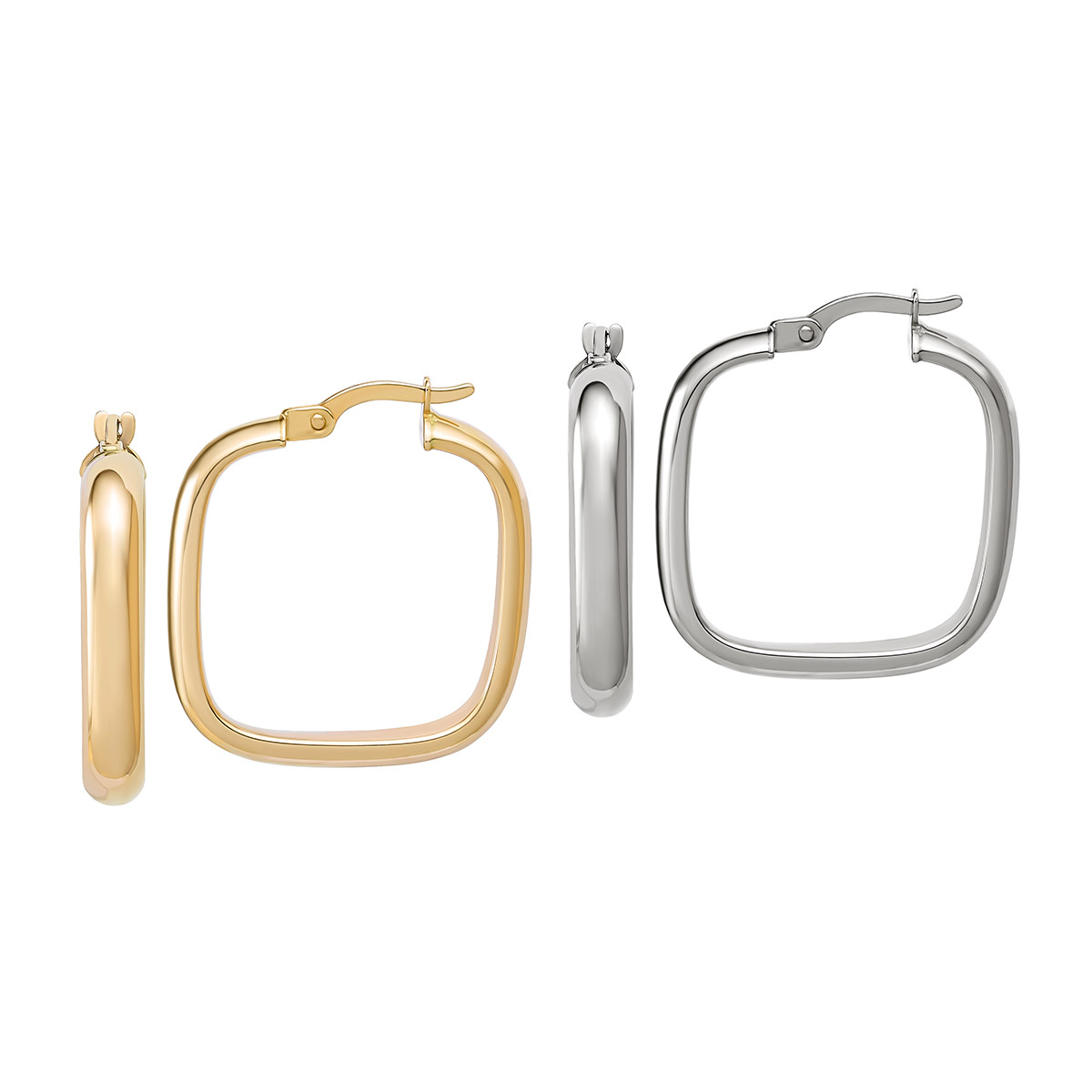 High Polish Square Half Round Hoop Earrings