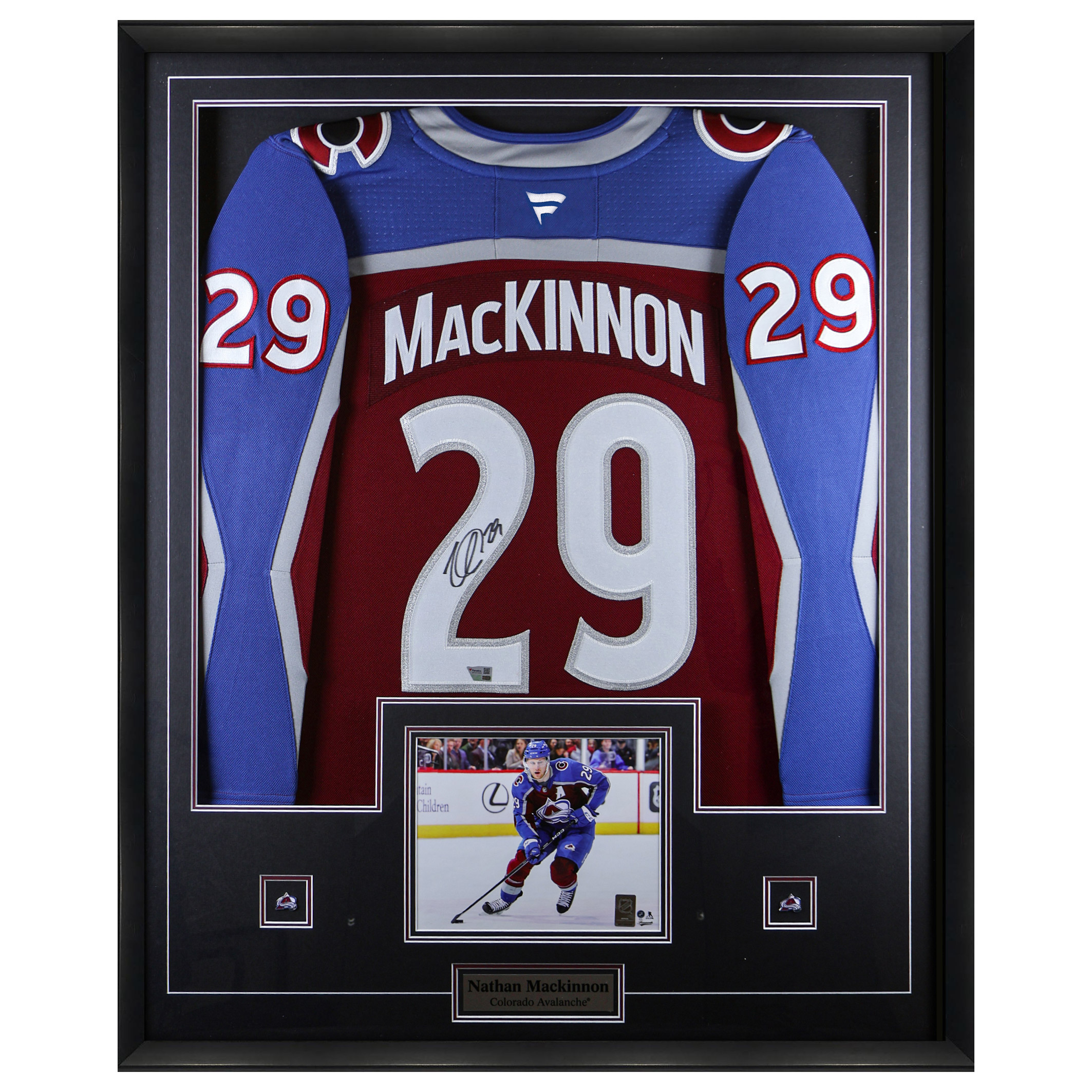 Frameworth Nathan MacKinnon Signed Framed 34x42 in. Colorado Avalanche Home Fanatics Premium Jersey