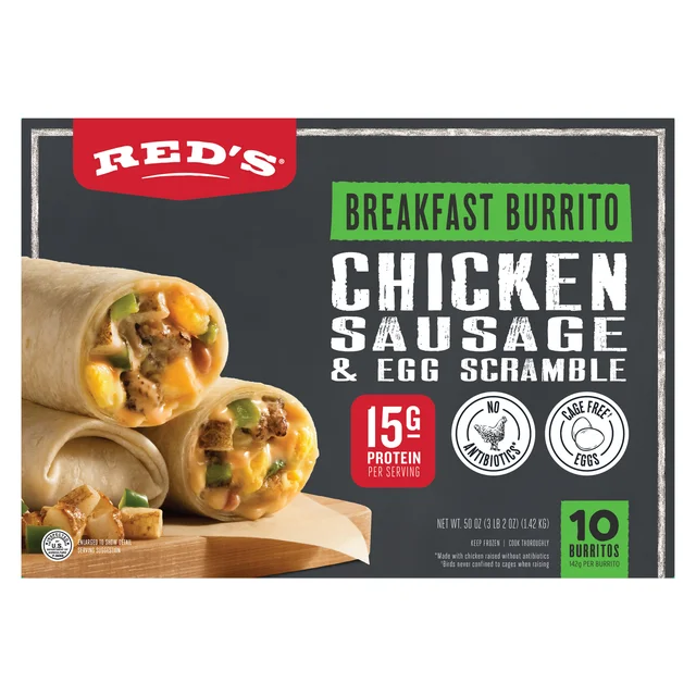 RED'S CHICKEN SAUSAGE & EGG BREAKFAST BURRITO 10CT