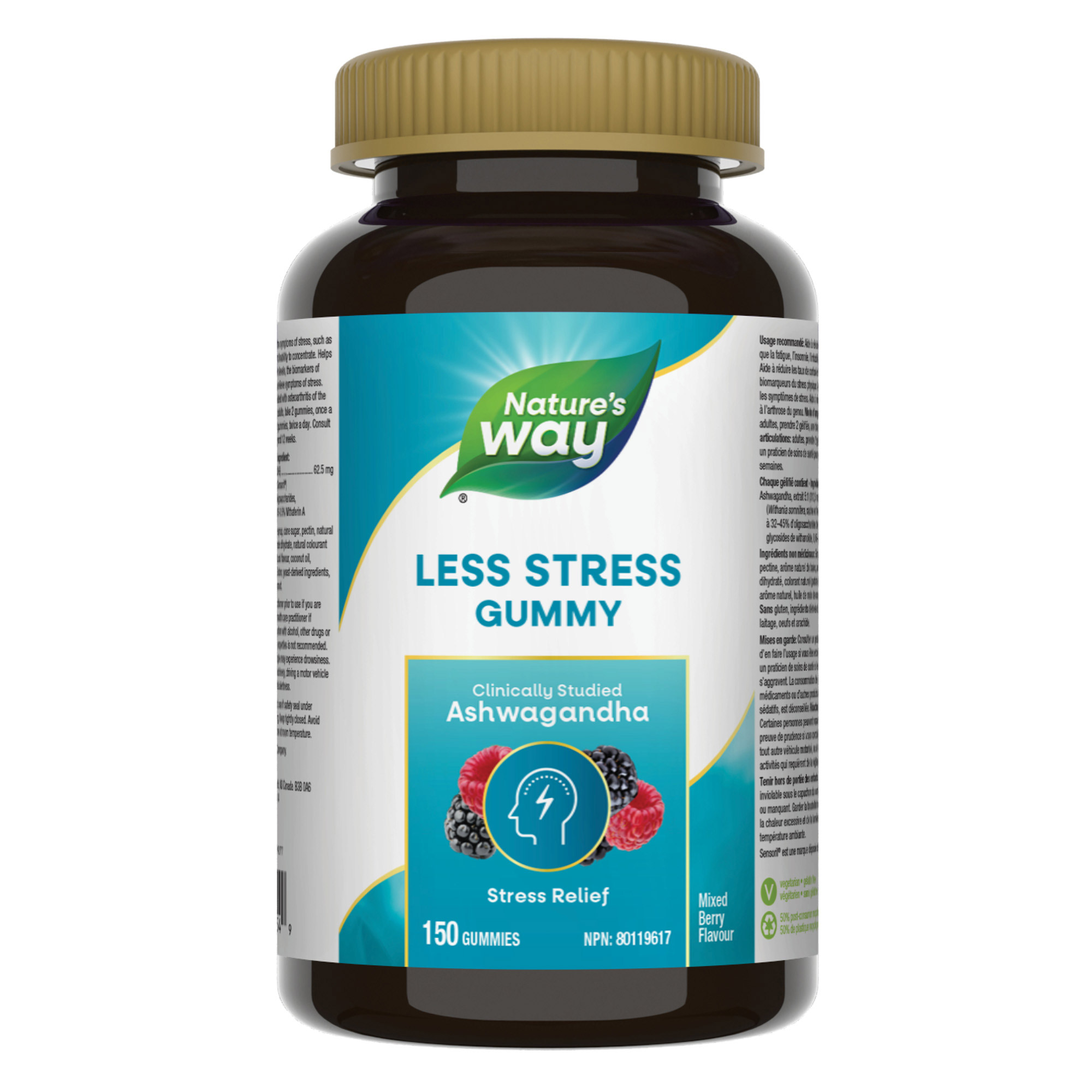 Nature's Way Less Stress Gummy, Ashwagandha 150 Gummies