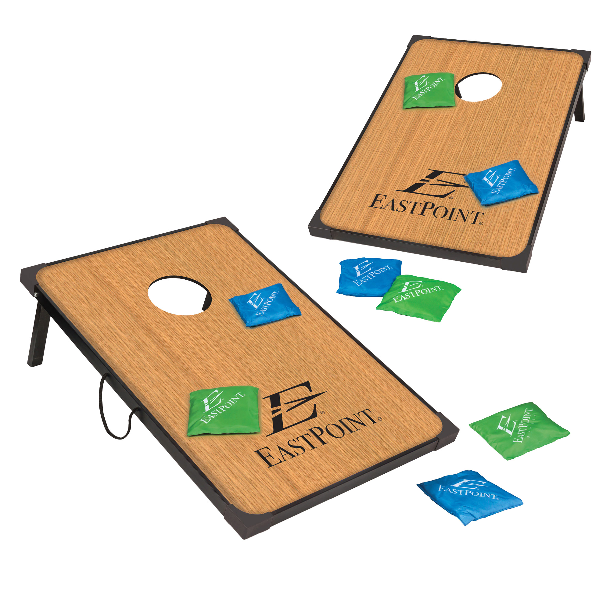 EastPoint Deluxe 61 cm x 91 cm (2 ft. x 3 ft.) Cornhole Set with 8 Green and Blue Colored Bean Bags