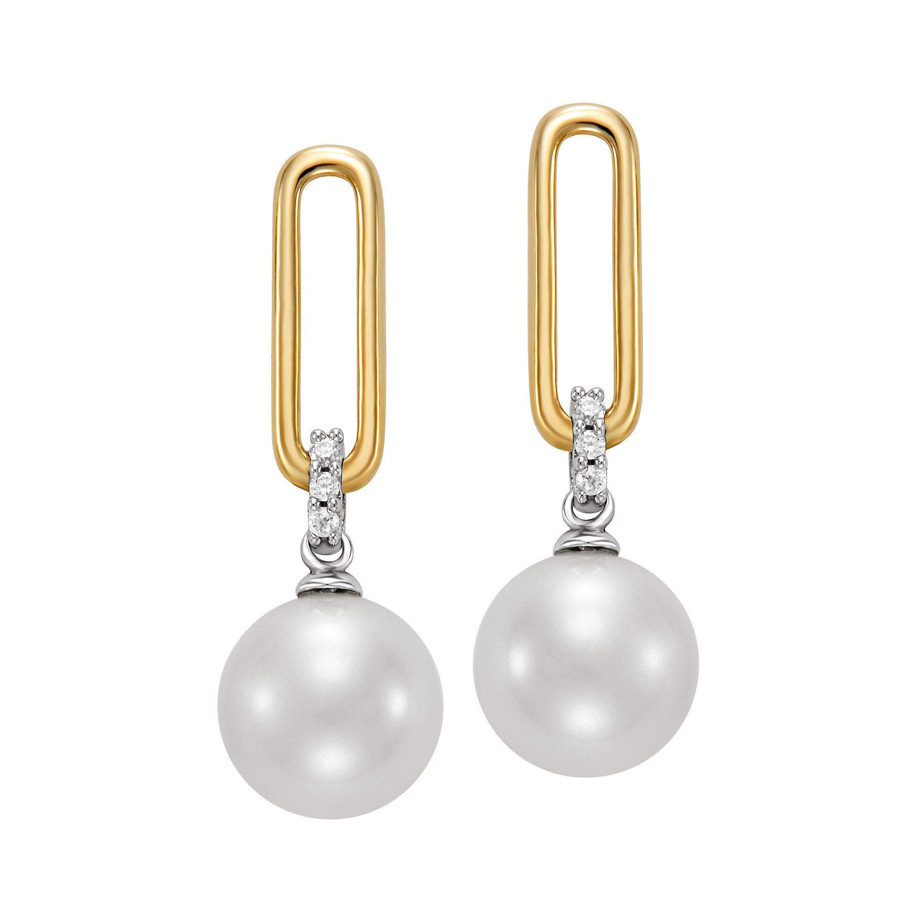 8 – 8.5 mm Cultured Freshwater Pearl and Diamond Earrings (0.03 ctw)