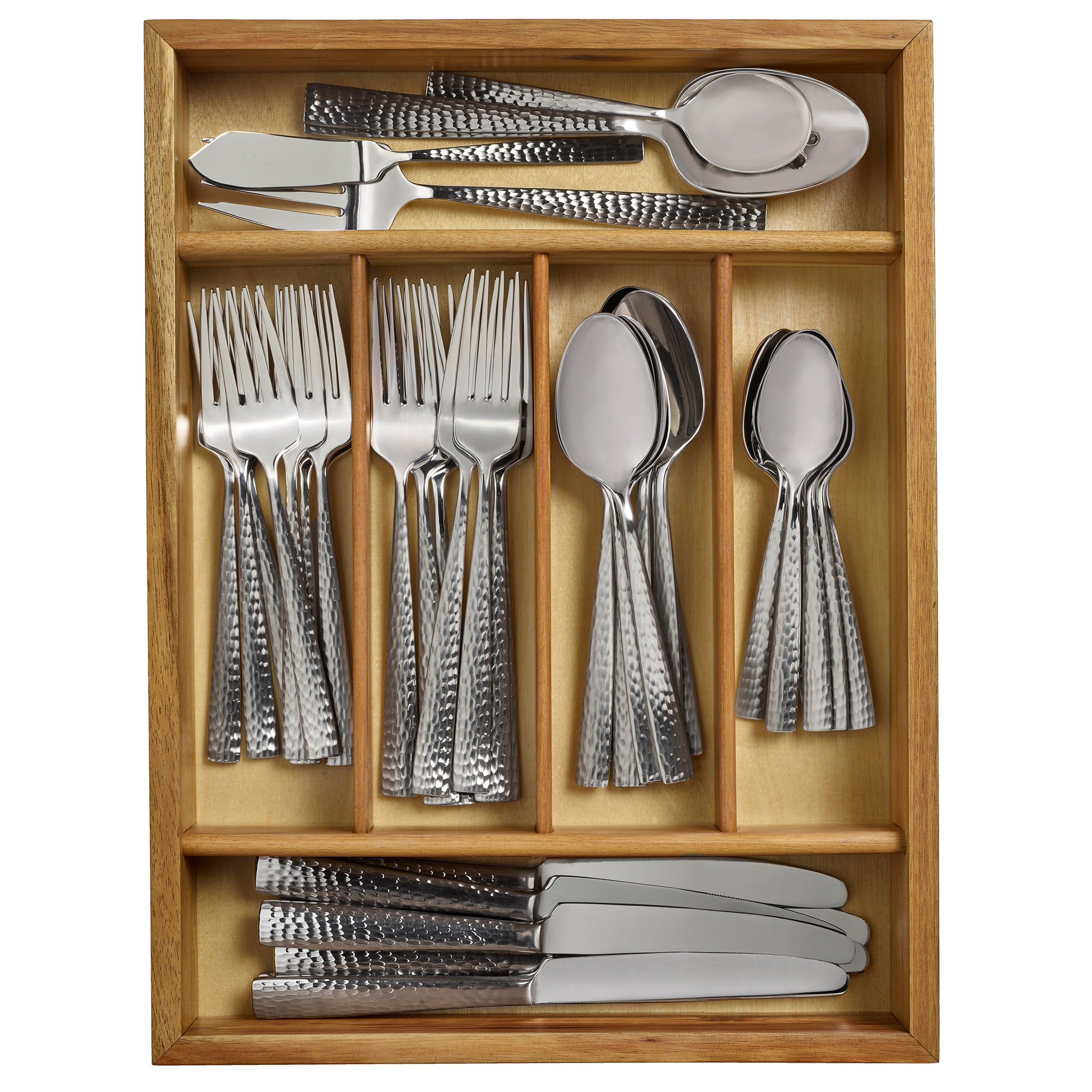 Mikasa Oliver Satin 45-piece Flatware with 6-Slot Acacia Caddy