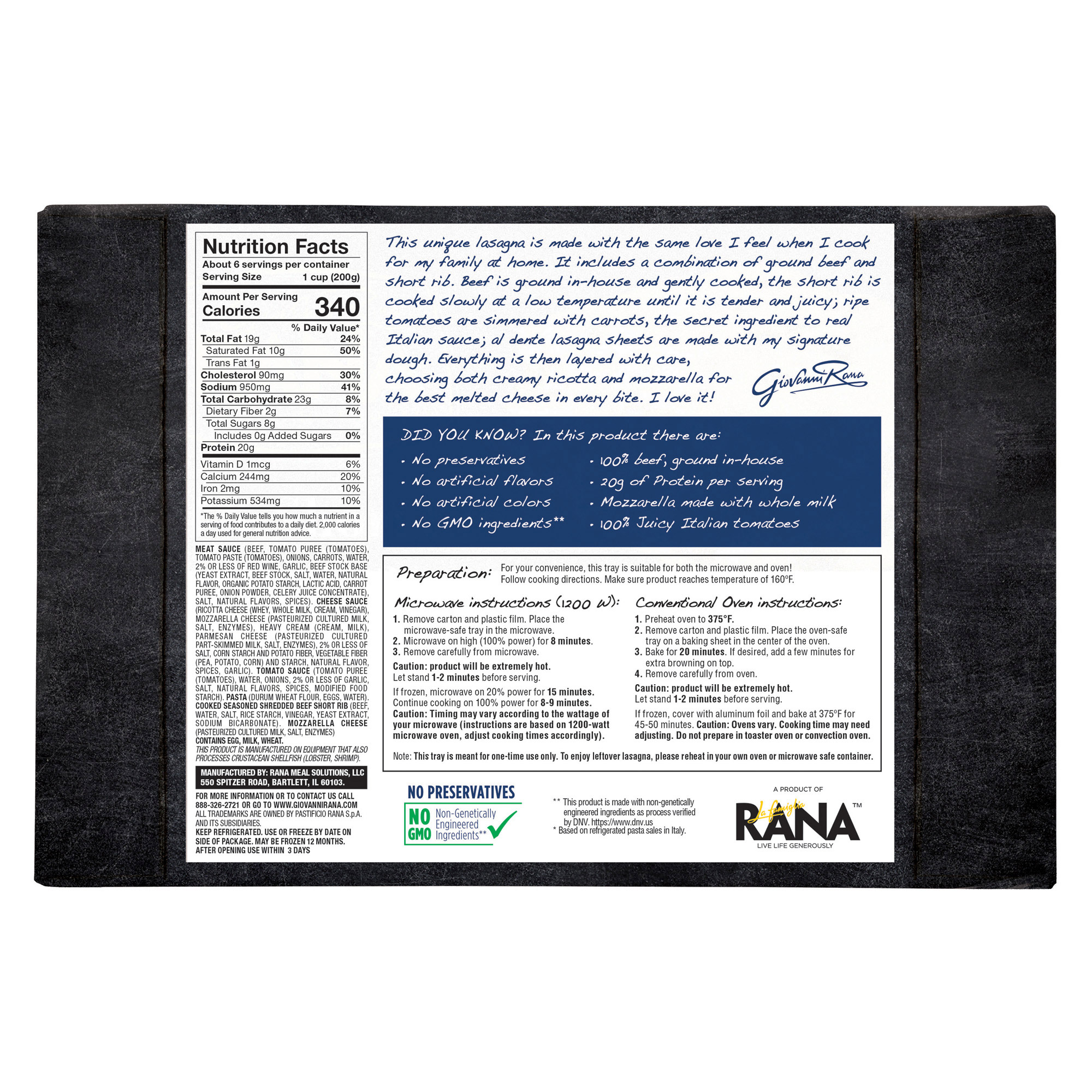 Giovanni Rana Beef and Short Rib Lasagna, 42 oz | Costco