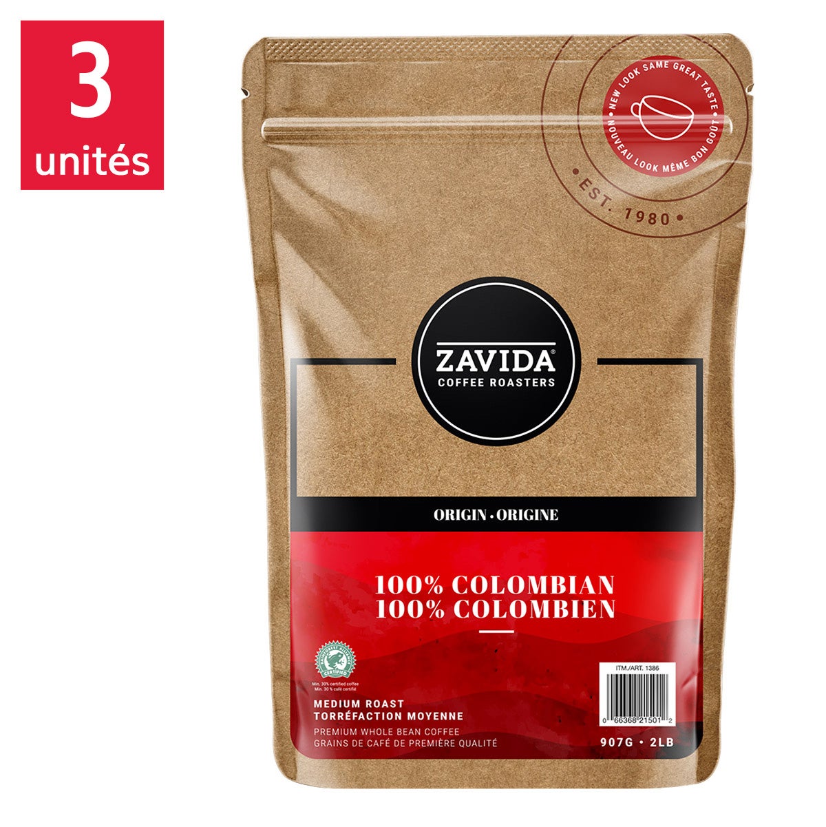 Zavida 100% Colombian Whole Bean Coffee, 3 x 907 g | Costco