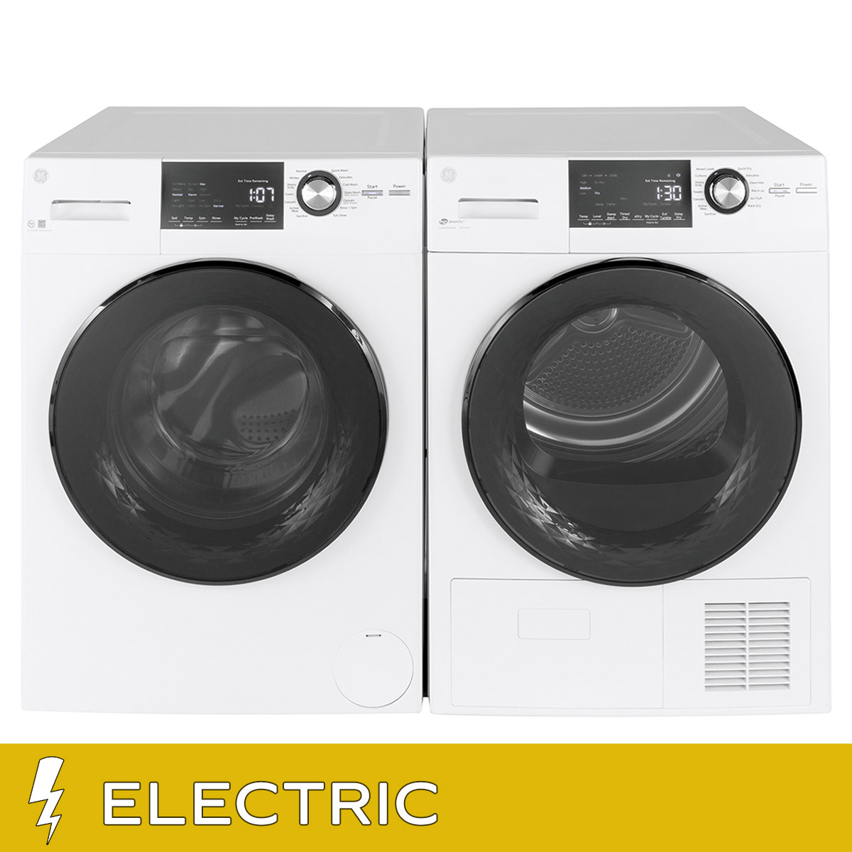 GE Laundry Bundle 2.8 cu ft. Front Load Washer and 4.1 cu ft. Electric Dryer