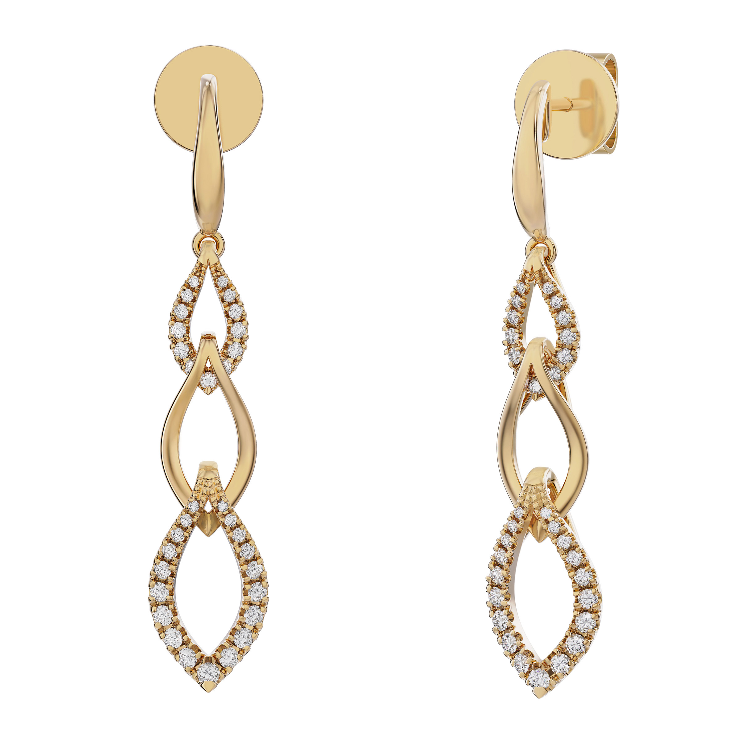 Round Brilliant Diamond Marquise-Shaped Dangle Earrings (0.31 ctw)